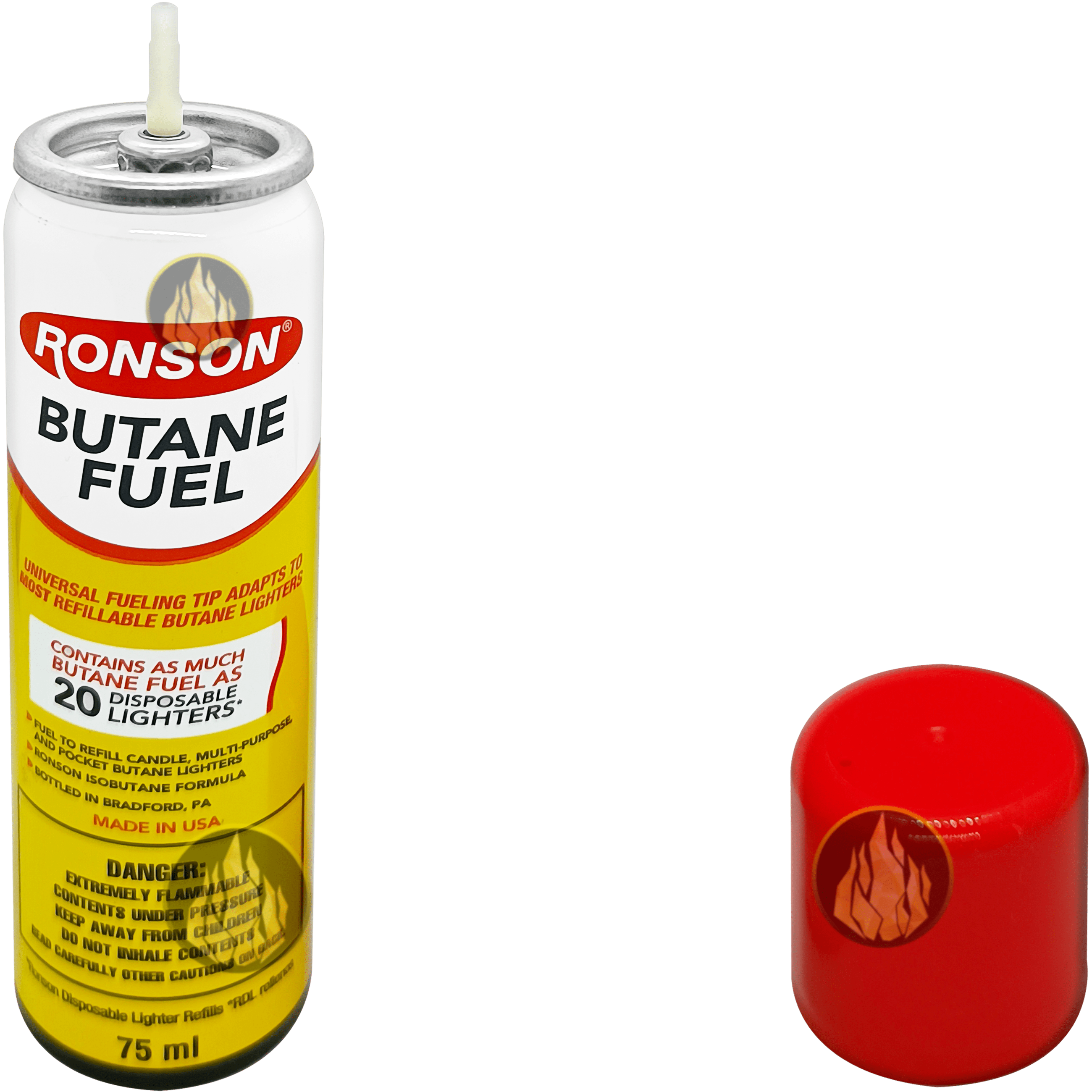 Lata Ronson Gas Butano de 75 ml marca Ronson para recargar encendedores de gas, compatible con Clipper y Zippo, incluye adaptador. MRO-99142