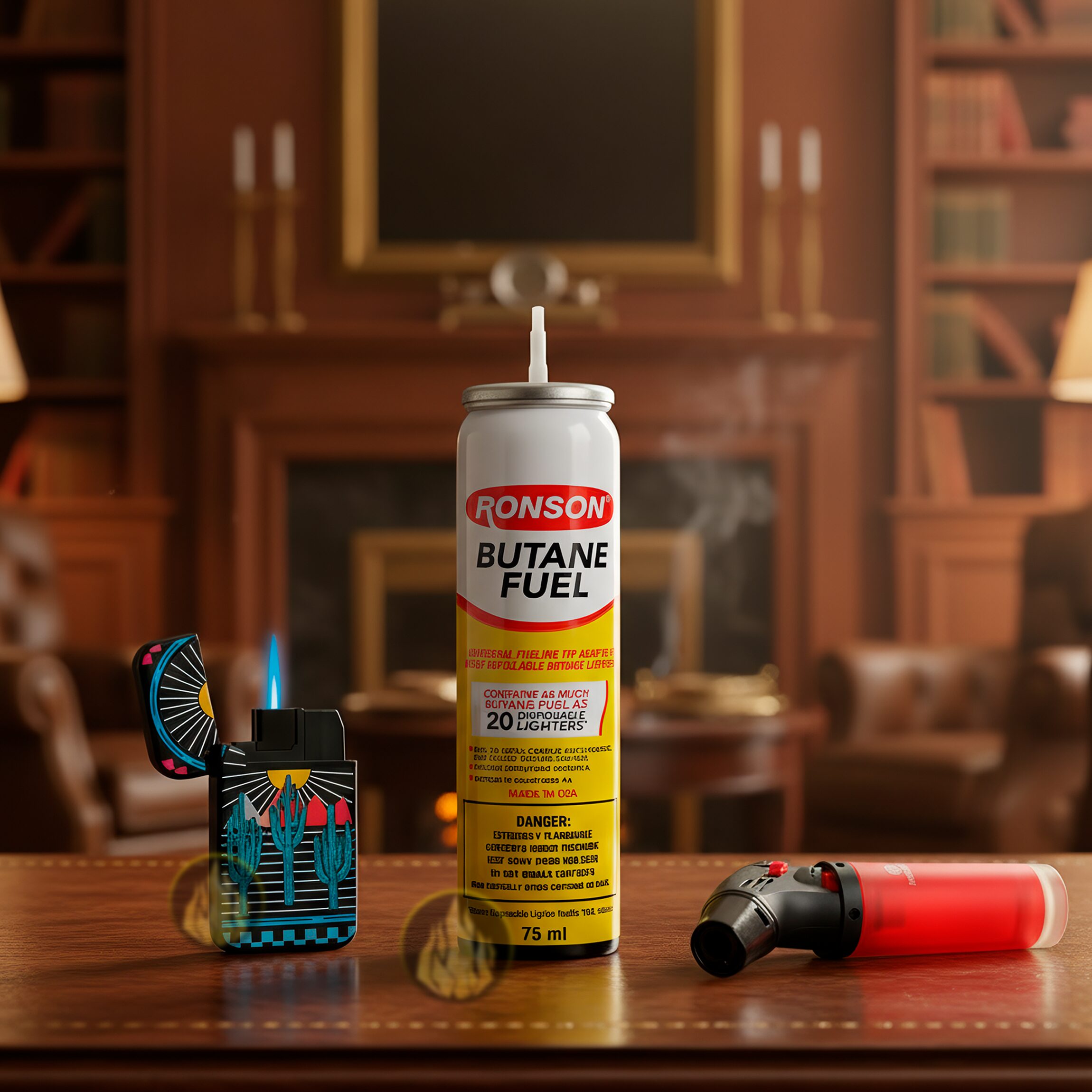 Lata Ronson Gas Butano de 75 ml marca Ronson para recargar encendedores de gas, compatible con Clipper y Zippo, incluye adaptador. MRO-99142