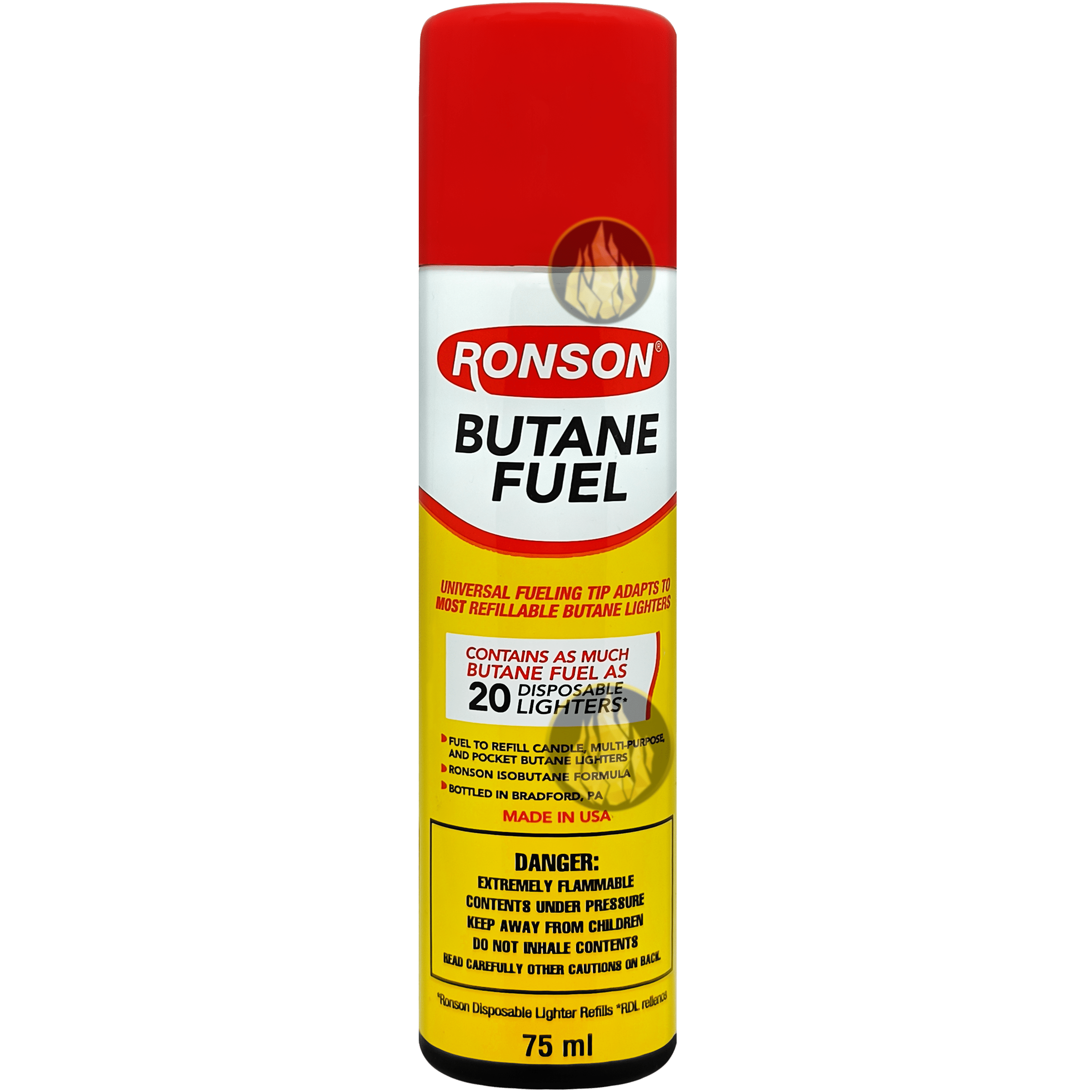 Lata Ronson Gas Butano de 75 ml marca Ronson para recargar encendedores de gas, compatible con Clipper y Zippo, incluye adaptador. MRO-99142