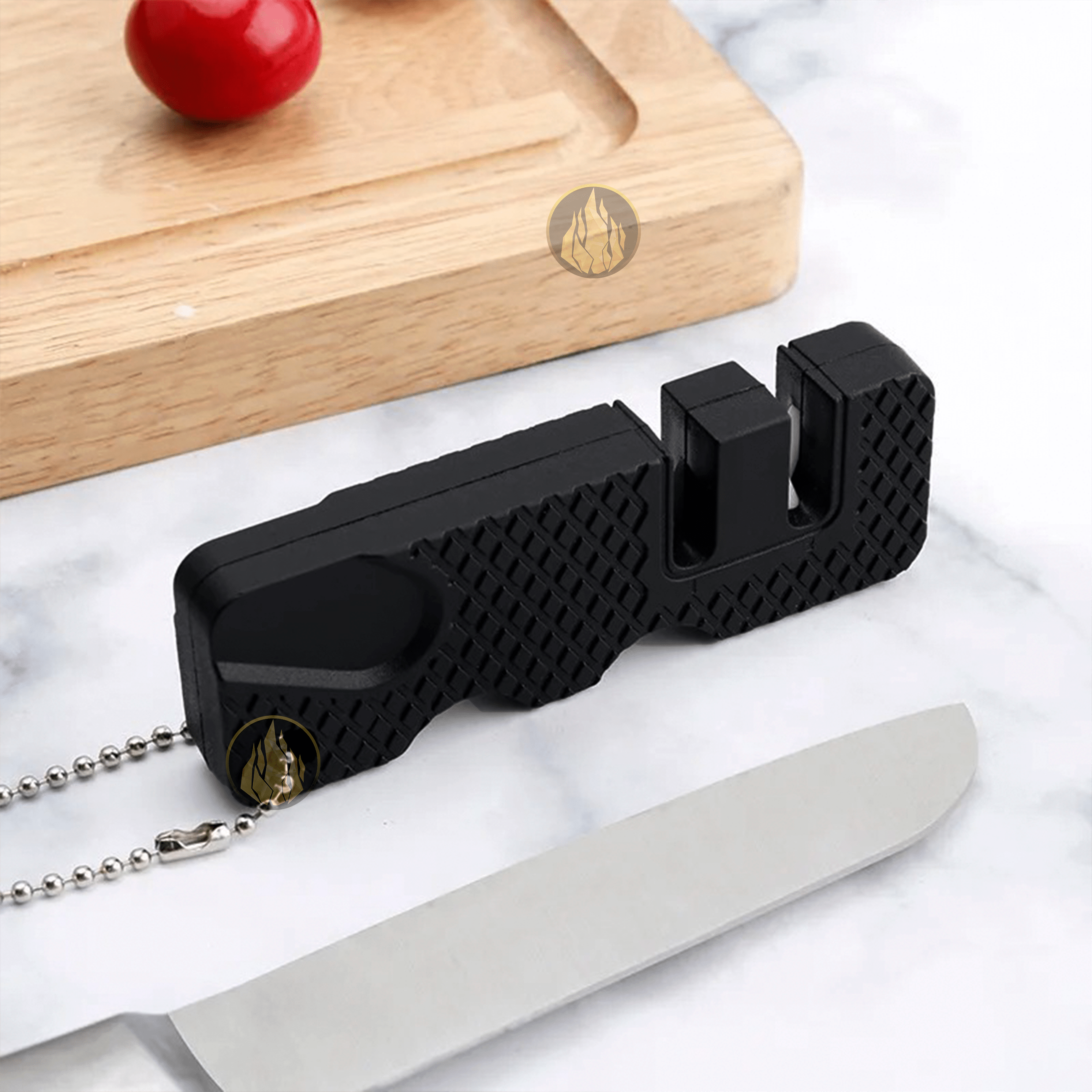 Afilador Cuchillos Y Navajas 2 en 1 mini cerámica marca Lion Tools modelo 8343, afilador portátil de carburo de tungsteno para cuchillos, navajas y machetes.