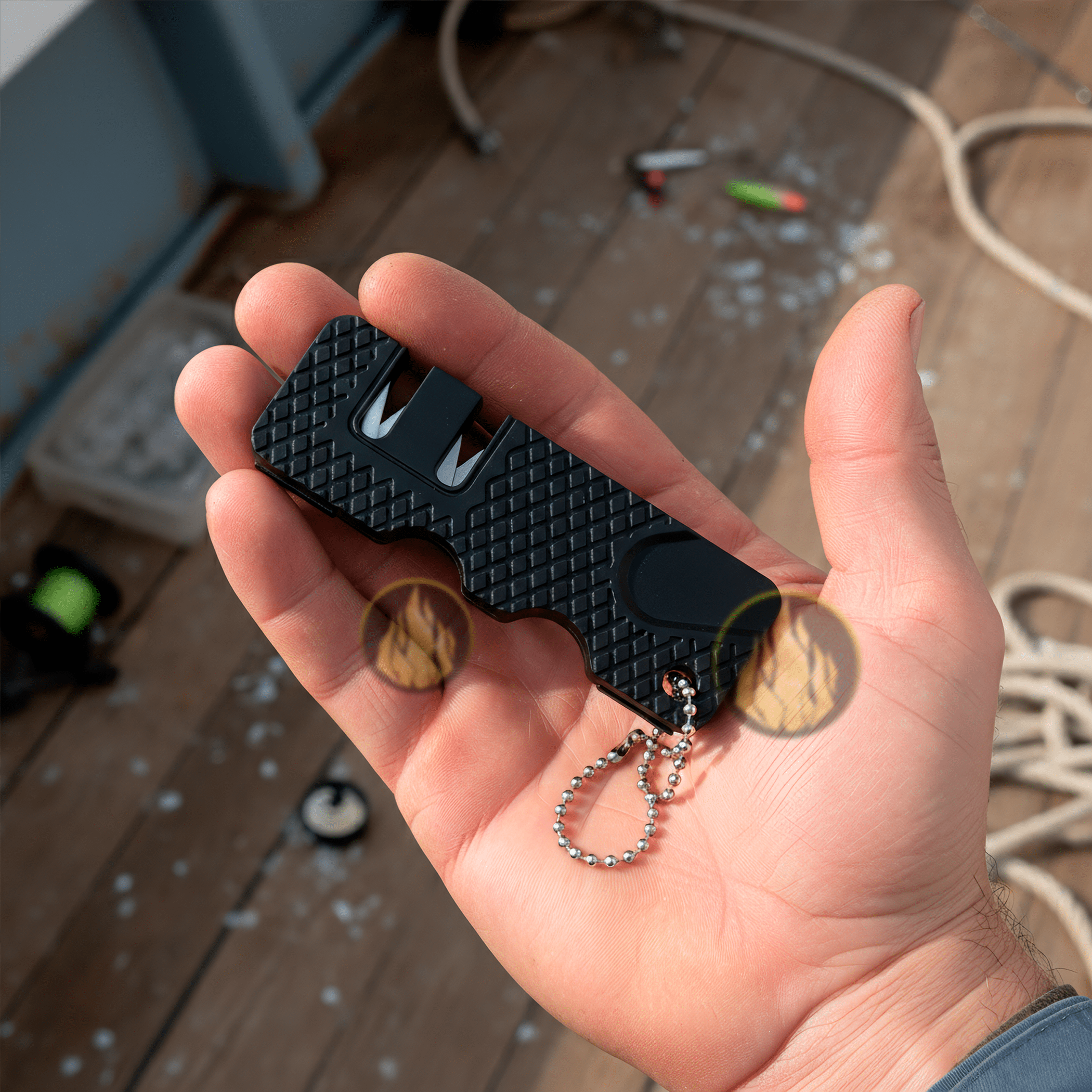 Afilador Cuchillos Y Navajas 2 en 1 mini cerámica marca Lion Tools modelo 8343, afilador portátil de carburo de tungsteno para cuchillos, navajas y machetes.