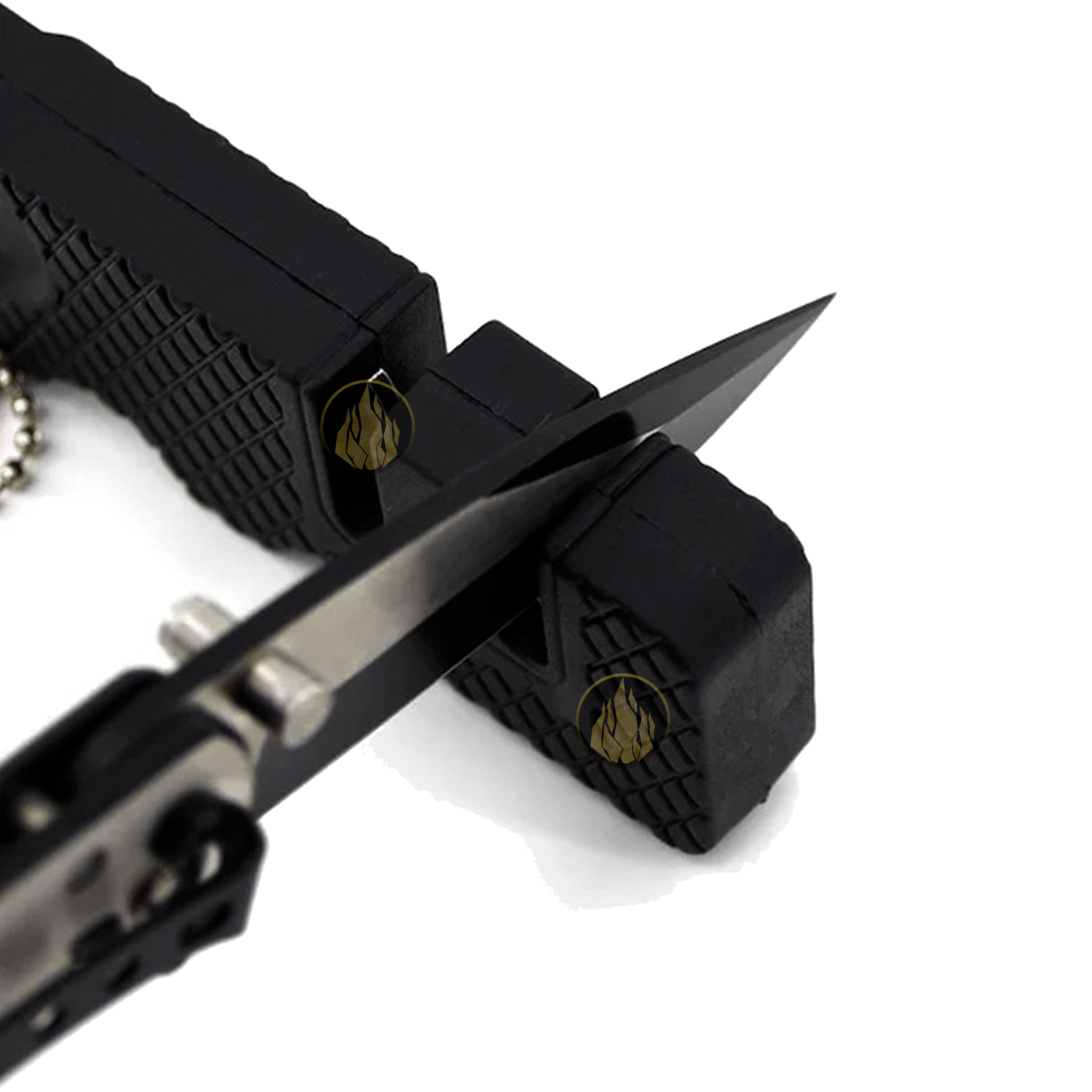 Afilador Cuchillos Y Navajas 2 en 1 mini cerámica marca Lion Tools modelo 8343, afilador portátil de carburo de tungsteno para cuchillos, navajas y machetes.