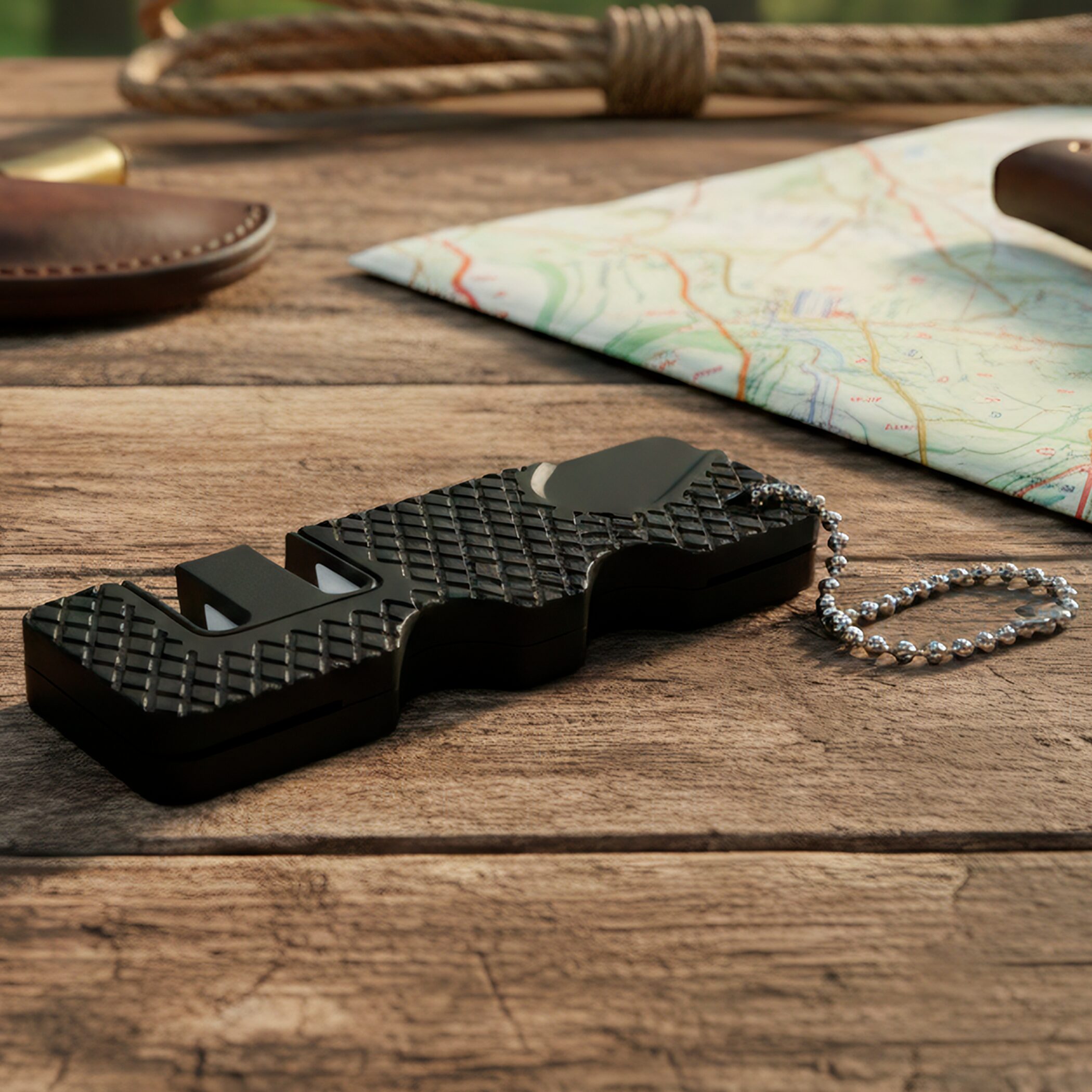 Afilador Cuchillos Y Navajas 2 en 1 mini cerámica marca Lion Tools modelo 8343, afilador portátil de carburo de tungsteno para cuchillos, navajas y machetes.