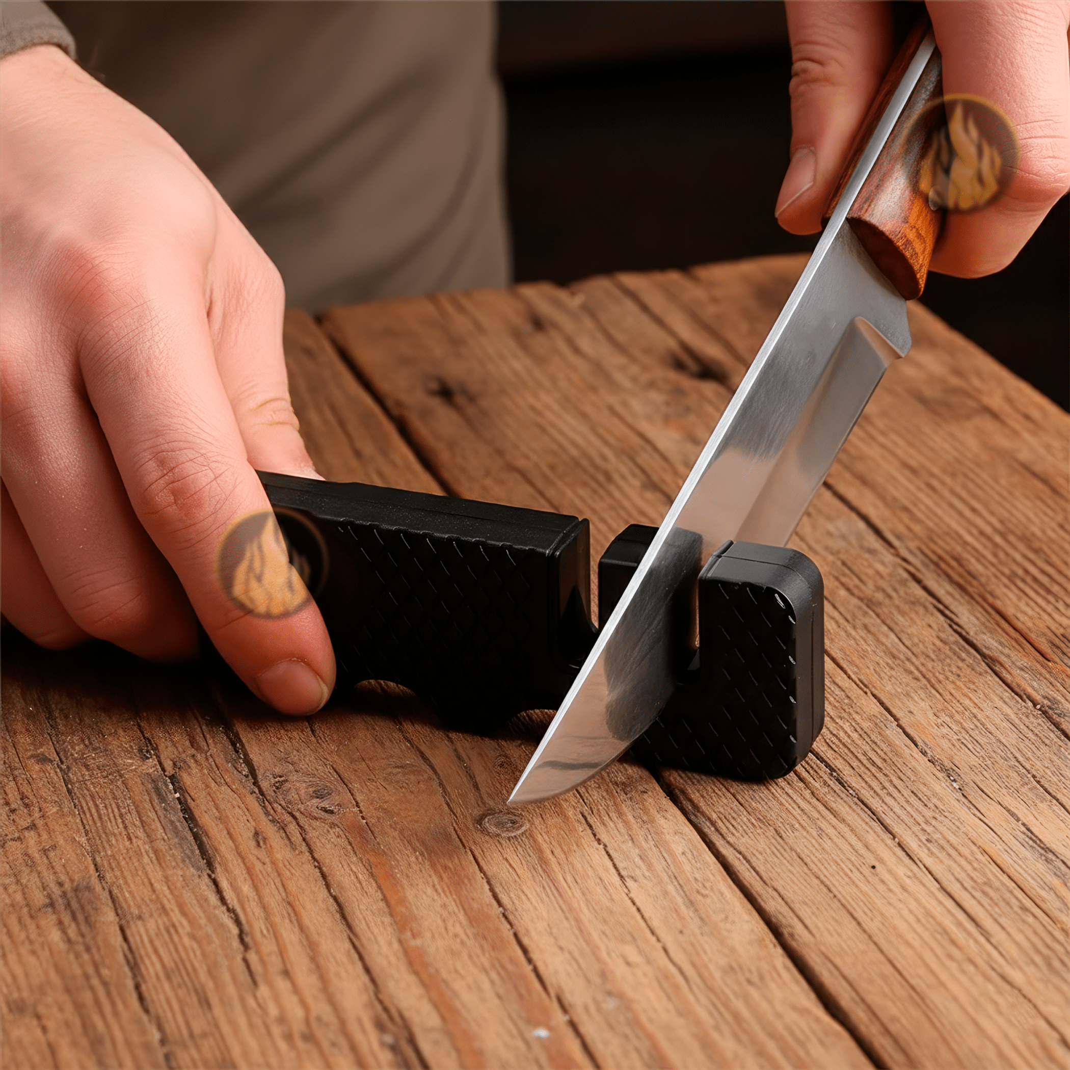 Afilador Cuchillos Y Navajas 2 en 1 mini cerámica marca Lion Tools modelo 8343, afilador portátil de carburo de tungsteno para cuchillos, navajas y machetes.