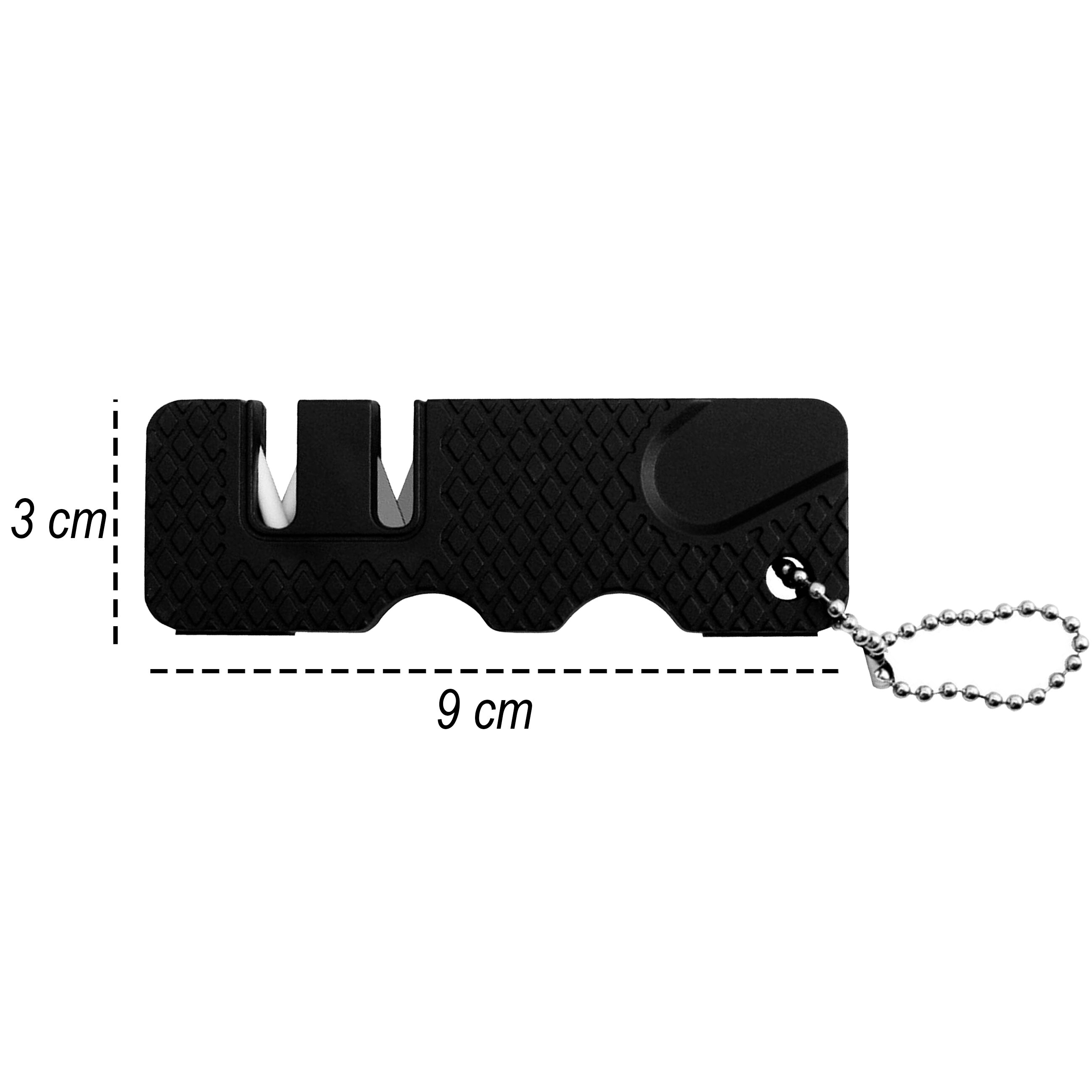 Afilador Cuchillos Y Navajas 2 en 1 mini cerámica marca Lion Tools modelo 8343, afilador portátil de carburo de tungsteno para cuchillos, navajas y machetes.