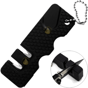 Afilador Cuchillos Y Navajas 2 en 1 mini cerámica marca Lion Tools modelo 8343, afilador portátil de carburo de tungsteno para cuchillos, navajas y machetes.