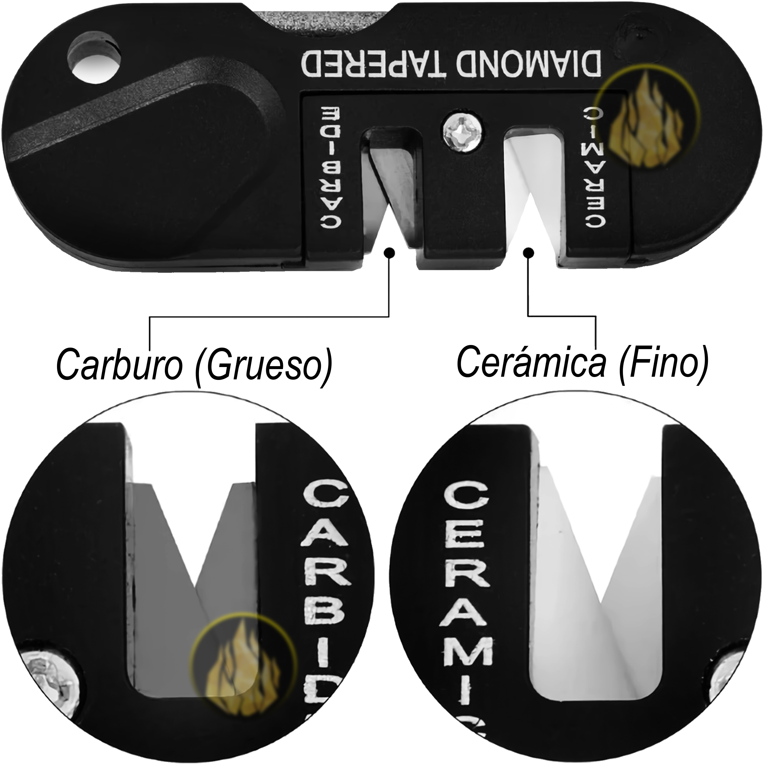 Afilador Navajas Y Cuchillos marca no especificada mini 3 en 1 con limas de tungsteno y cerámica para cocina pesca caza y uso diario AF3