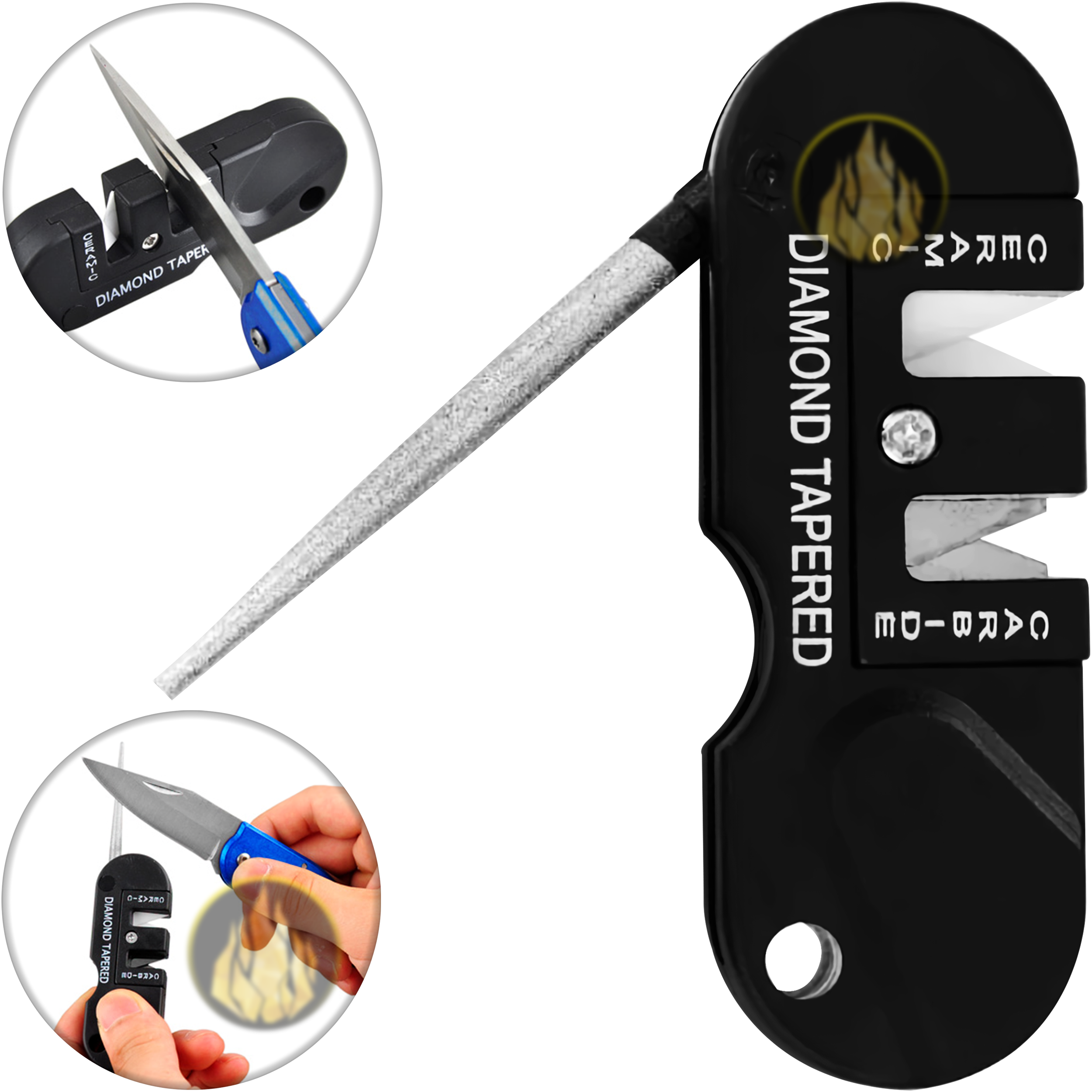 Afilador Navajas Y Cuchillos Ceramica Mini Pesca 3 En 1