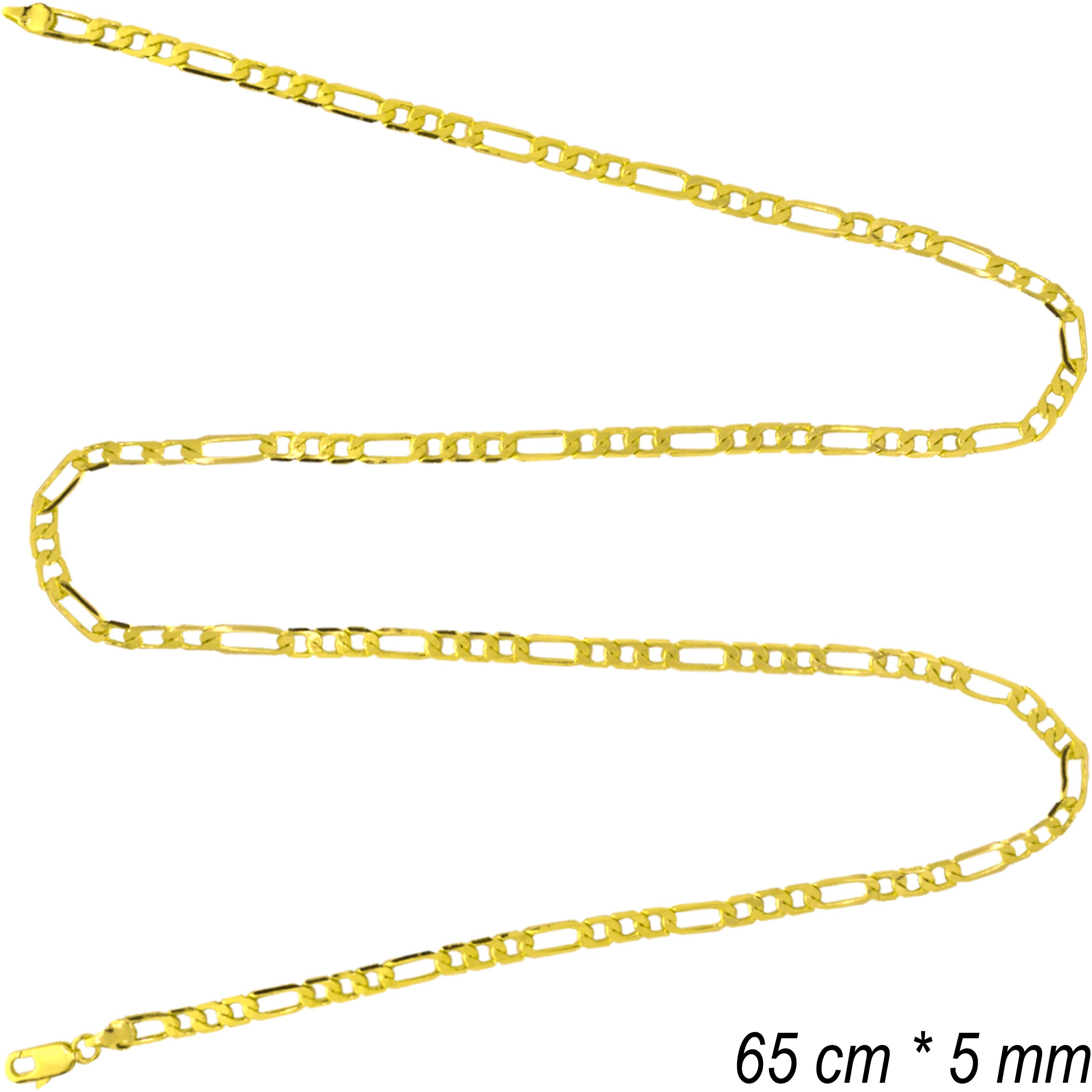 Cadena Figaro Oro Laminado 14K 5mm unisex elegante con diseño 3x1 ideal para hombre y mujer.