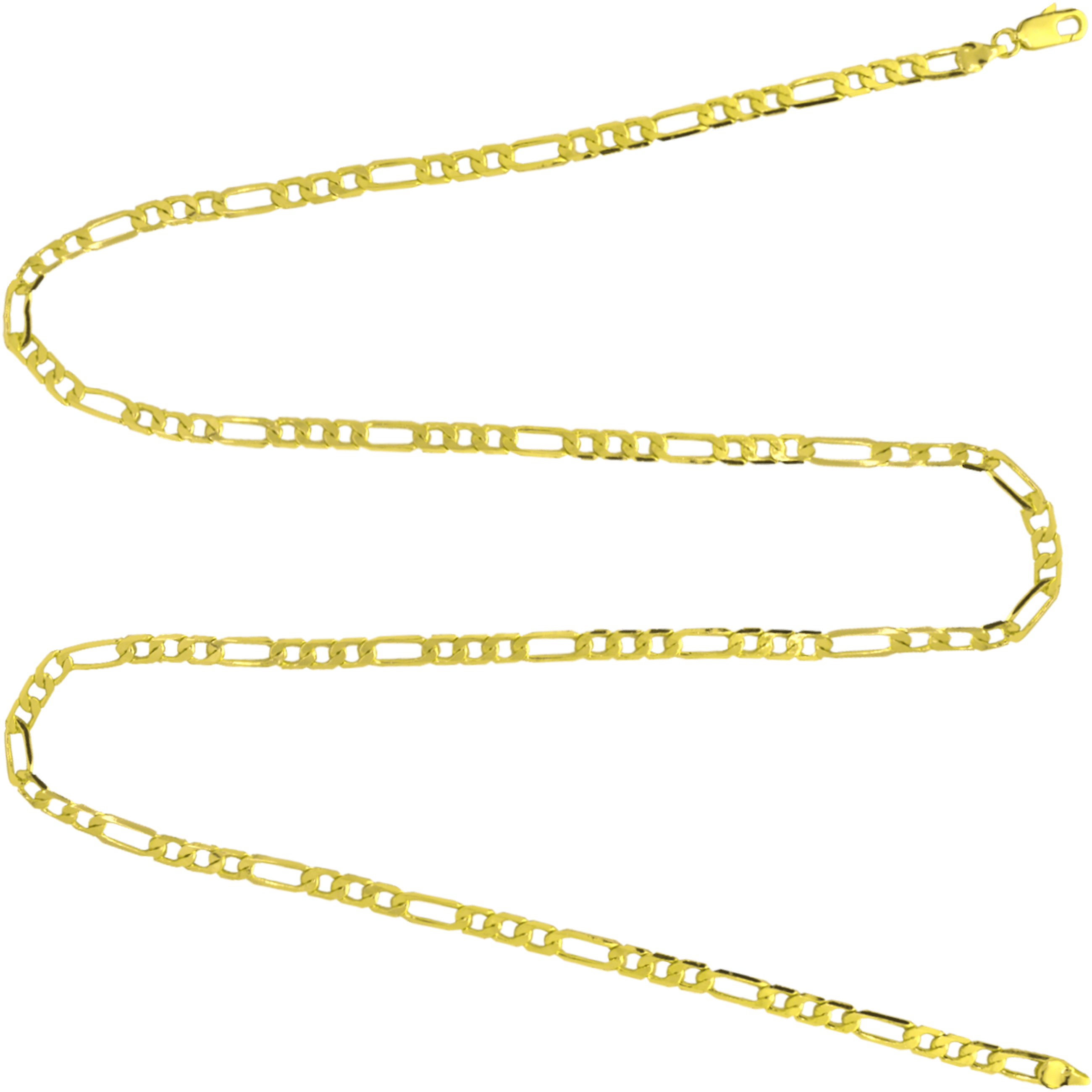 Cadena Figaro Oro Laminado 14K 5mm unisex elegante con diseño 3x1 ideal para hombre y mujer.