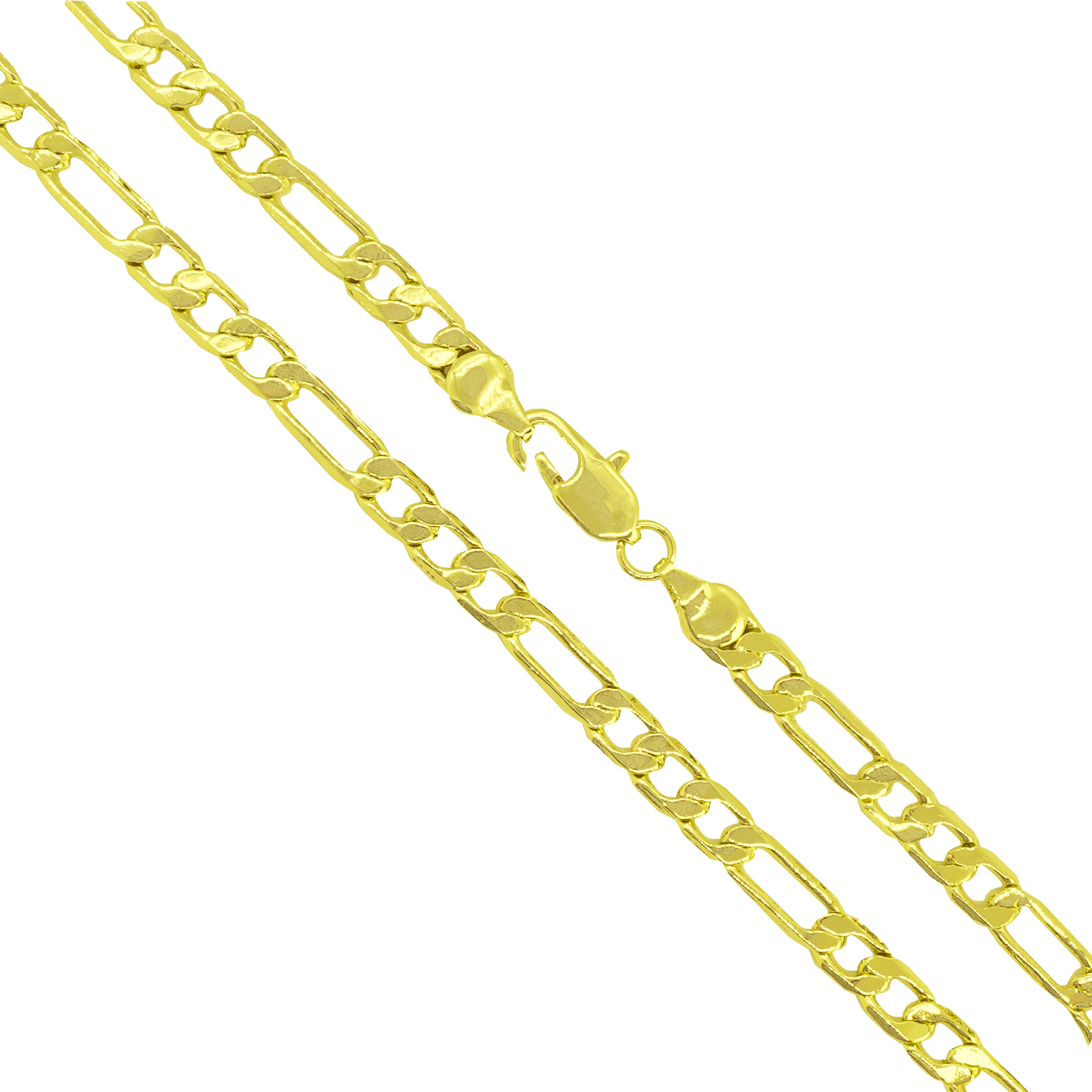 Cadena Figaro Oro Laminado 14K 5mm unisex elegante con diseño 3x1 ideal para hombre y mujer.