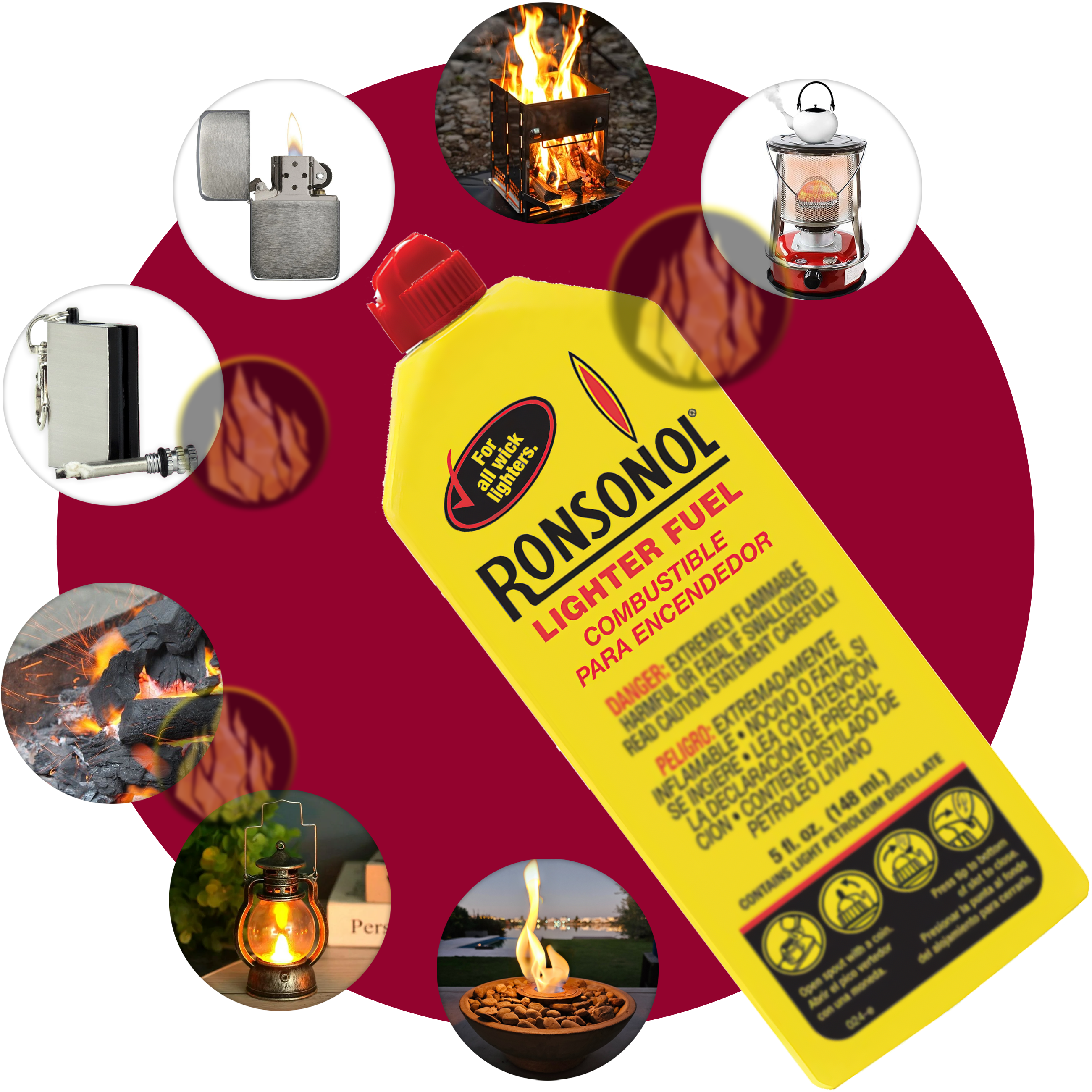 Combustible Ronsonol Zippo 148 ml para encendedores de mecha marca Zippo y Ronsonol encendido rápido fuego limpio poco olor lata metálica premium Made in USA MRO-99061-C24