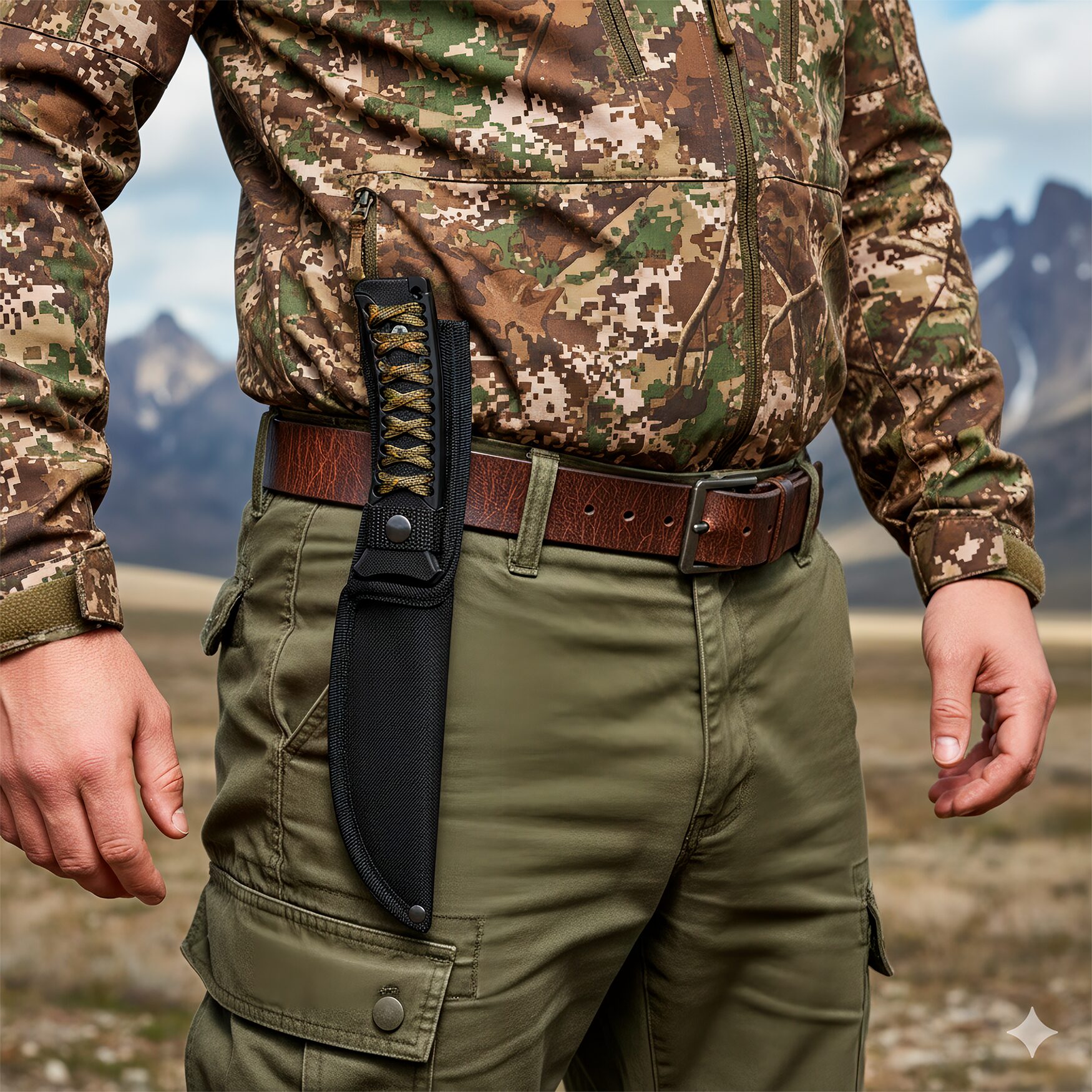 Cuchillo Caza Táctico con Funda marca Lion Tools acero inoxidable 420 hoja afilada con gancho para desollar mango ergonómico funda nylon para cinturón uso caza campismo supervivencia 9420