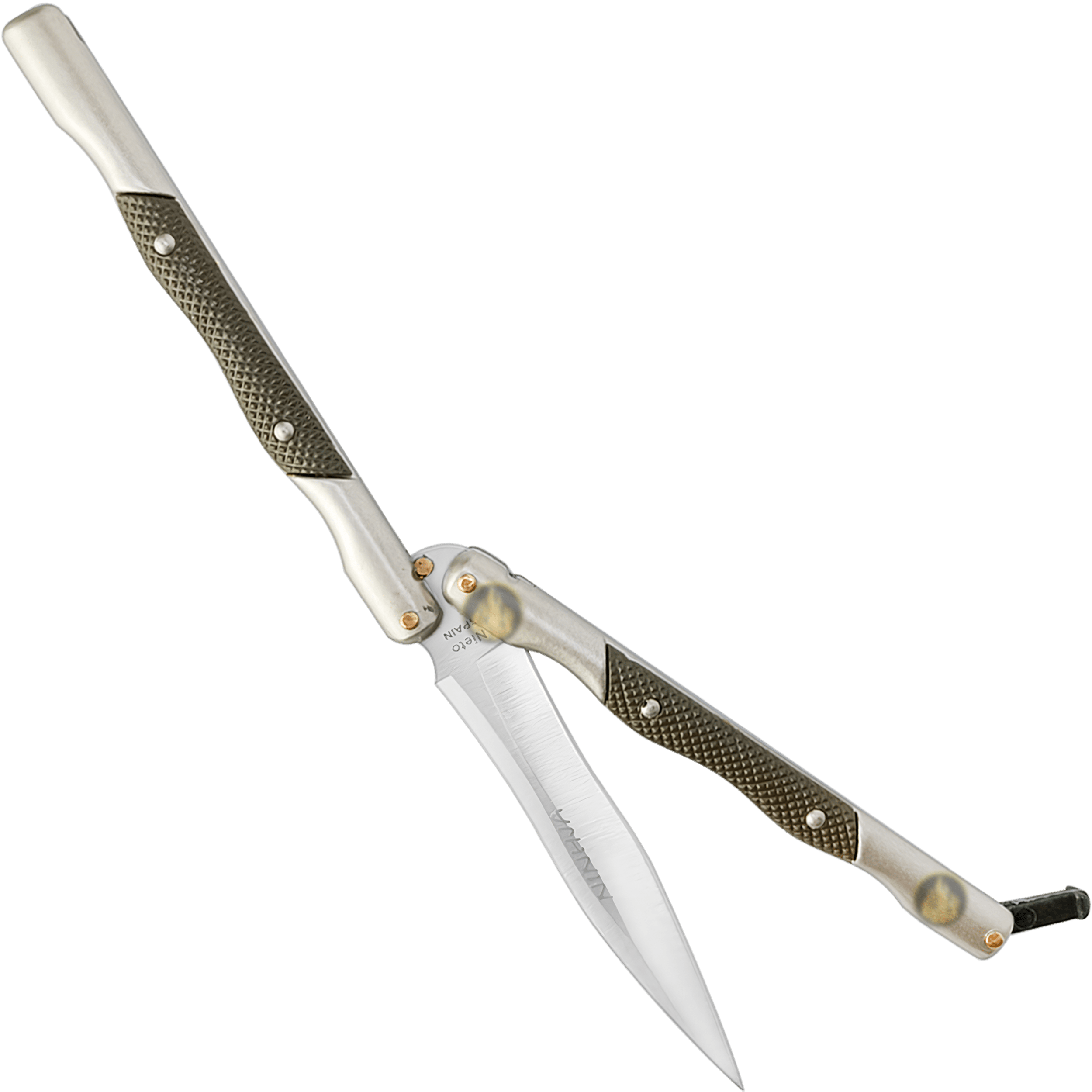 Cuchillo Navaja Mariposa Ninhja Verde Acero Premium + Funda - Imagen 4