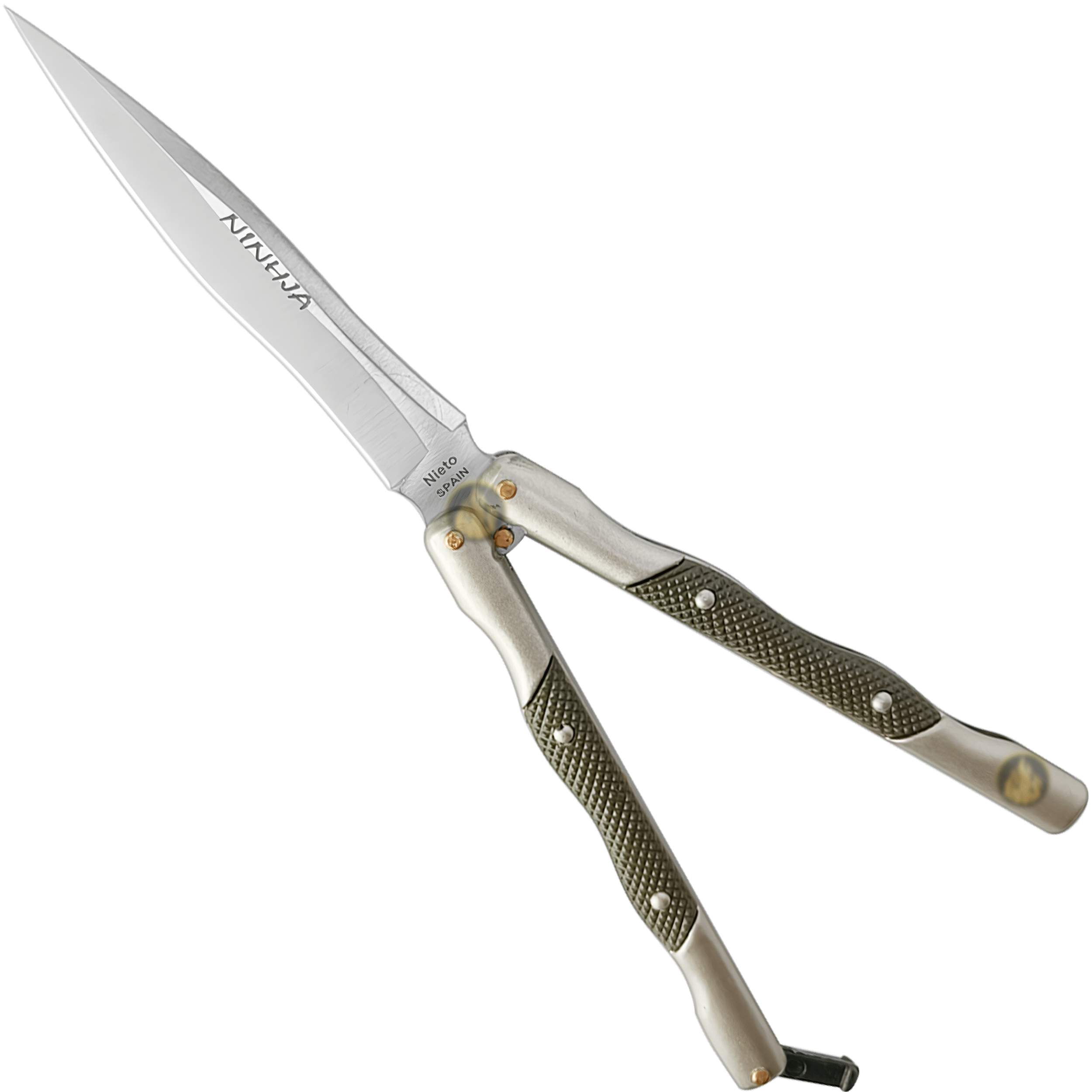 Cuchillo Navaja Mariposa Ninhja Verde Acero Premium + Funda - Imagen 3