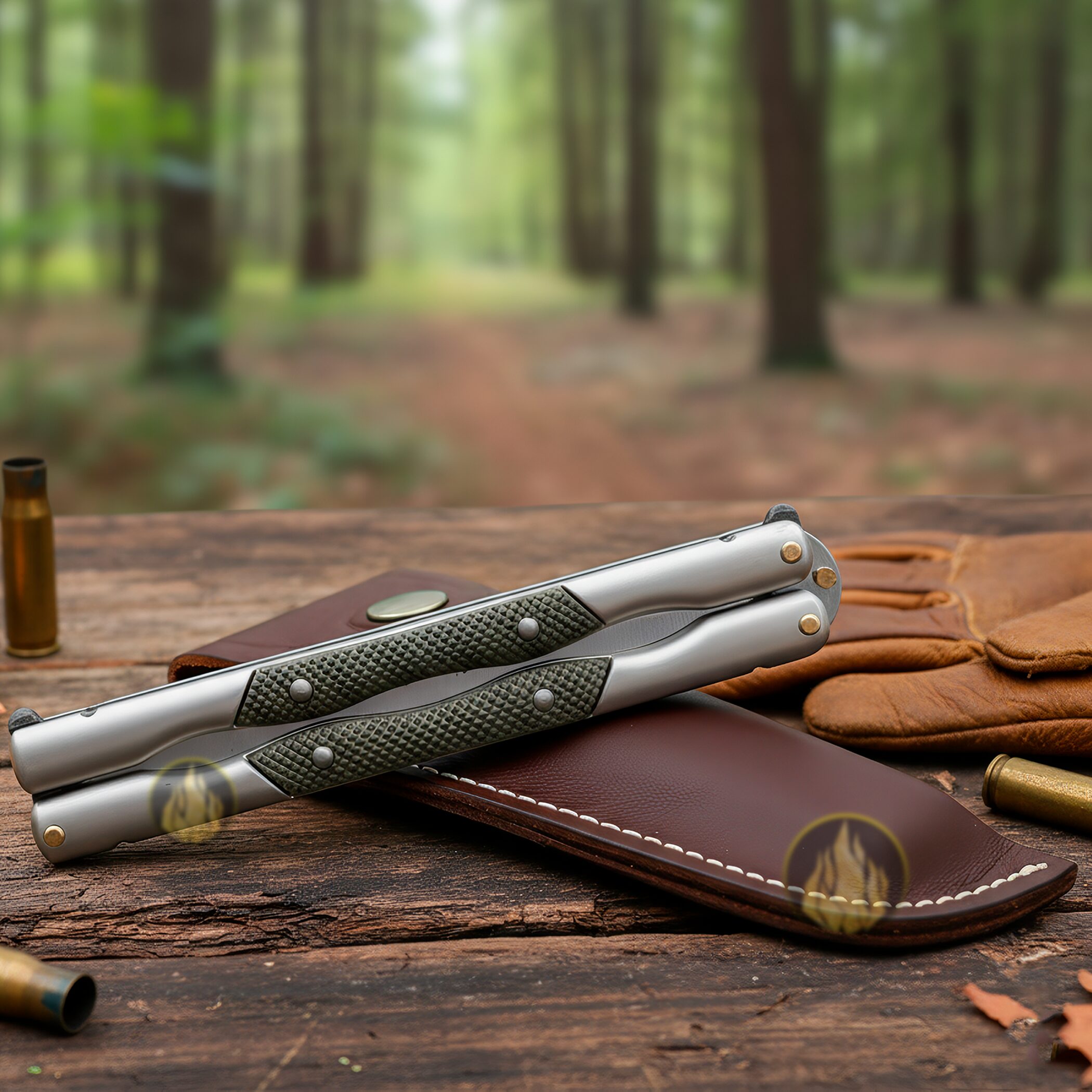 Cuchillo Navaja Mariposa Ninhja Verde Acero Premium + Funda - Imagen 7