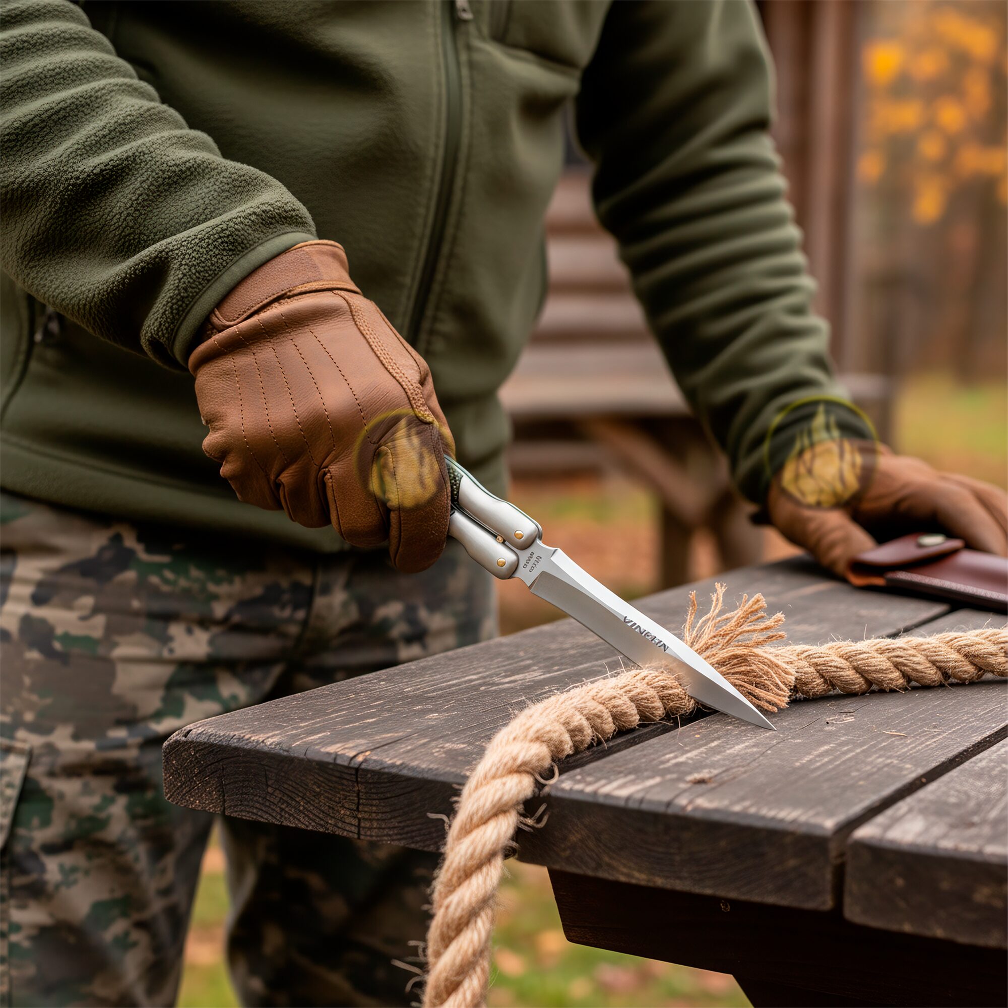 Cuchillo Navaja Mariposa Ninhja Verde Acero Premium + Funda - Imagen 9