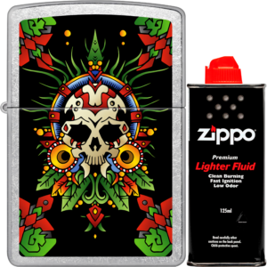 Encendedor Zippo Mictlantecuhtli Diseña Tu México a prueba de viento, mechero original Zippo fabricado en USA. MZ207-MEX38