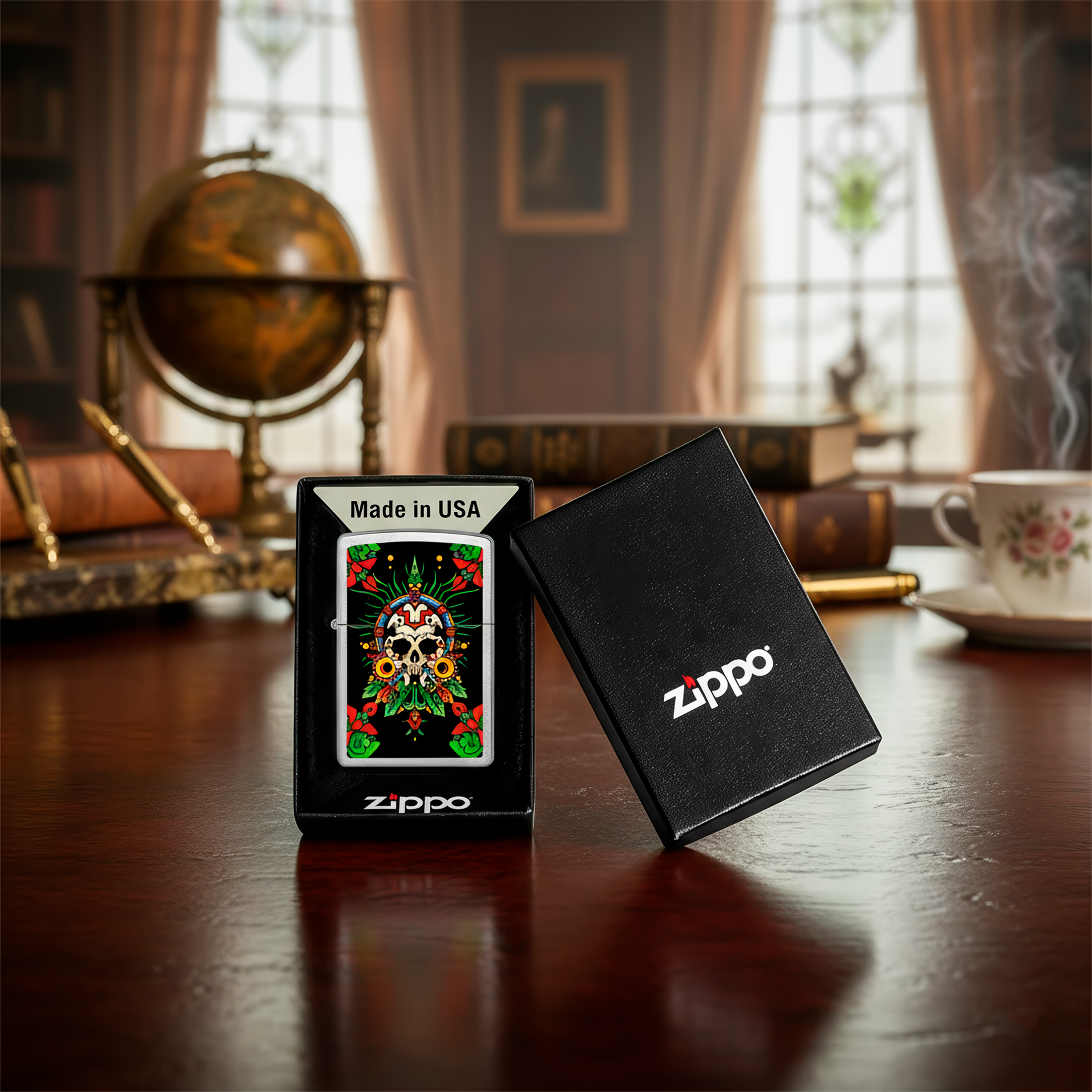 Encendedor Zippo Mictlantecuhtli Diseña Tu México a prueba de viento, mechero original Zippo fabricado en USA. MZ207-MEX38