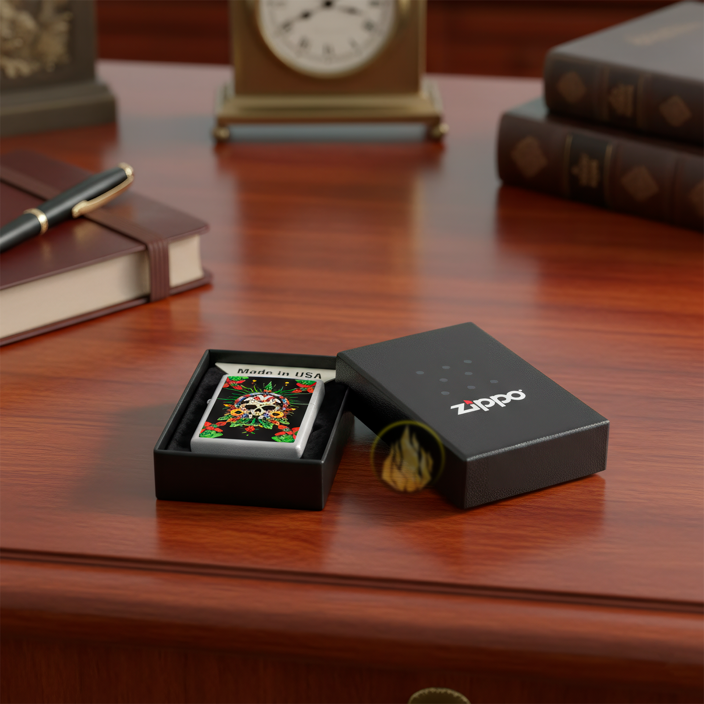 Encendedor Zippo Mictlantecuhtli Diseña Tu México a prueba de viento, mechero original Zippo fabricado en USA. MZ207-MEX38