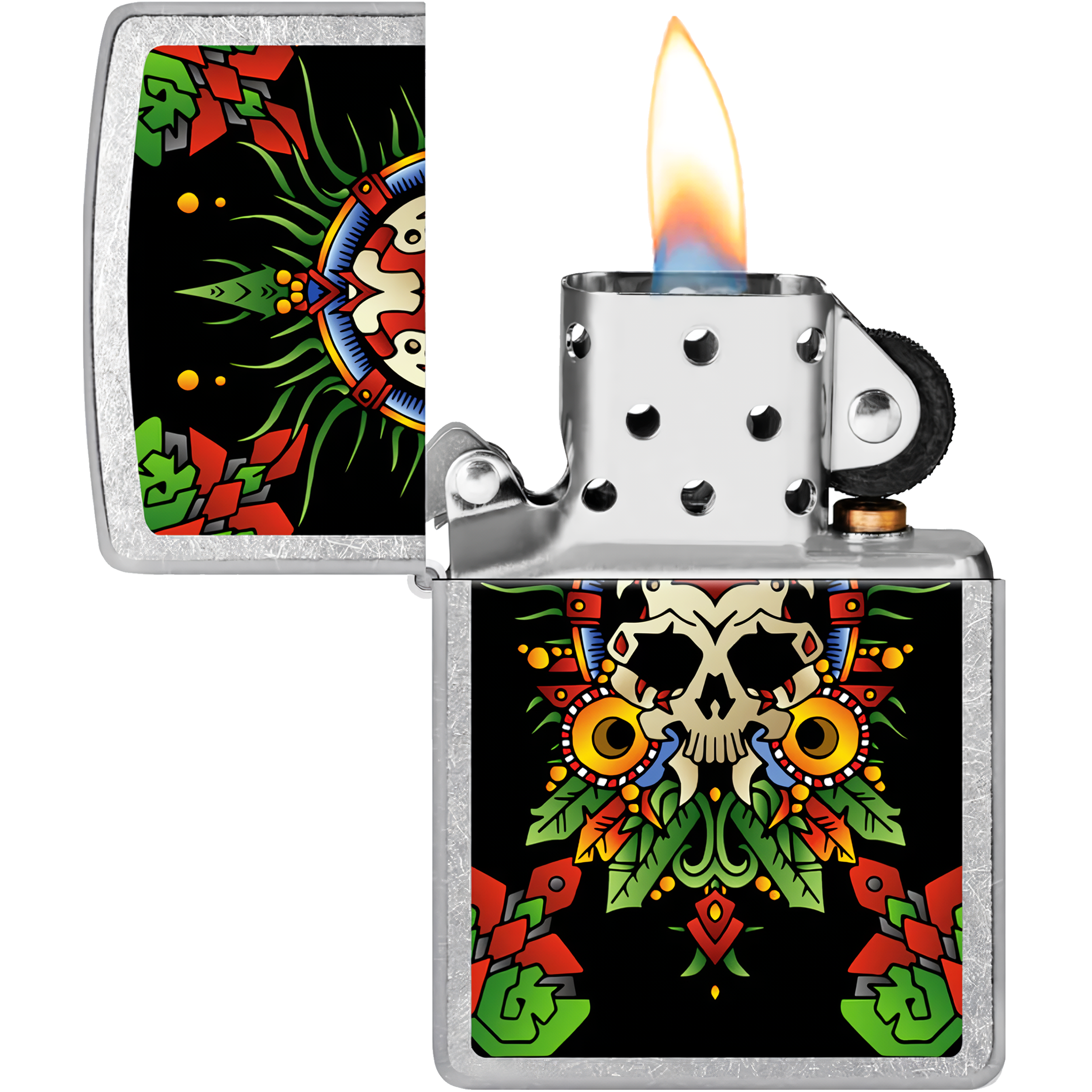 Encendedor Zippo Mictlantecuhtli Diseña Tu México a prueba de viento, mechero original Zippo fabricado en USA. MZ207-MEX38