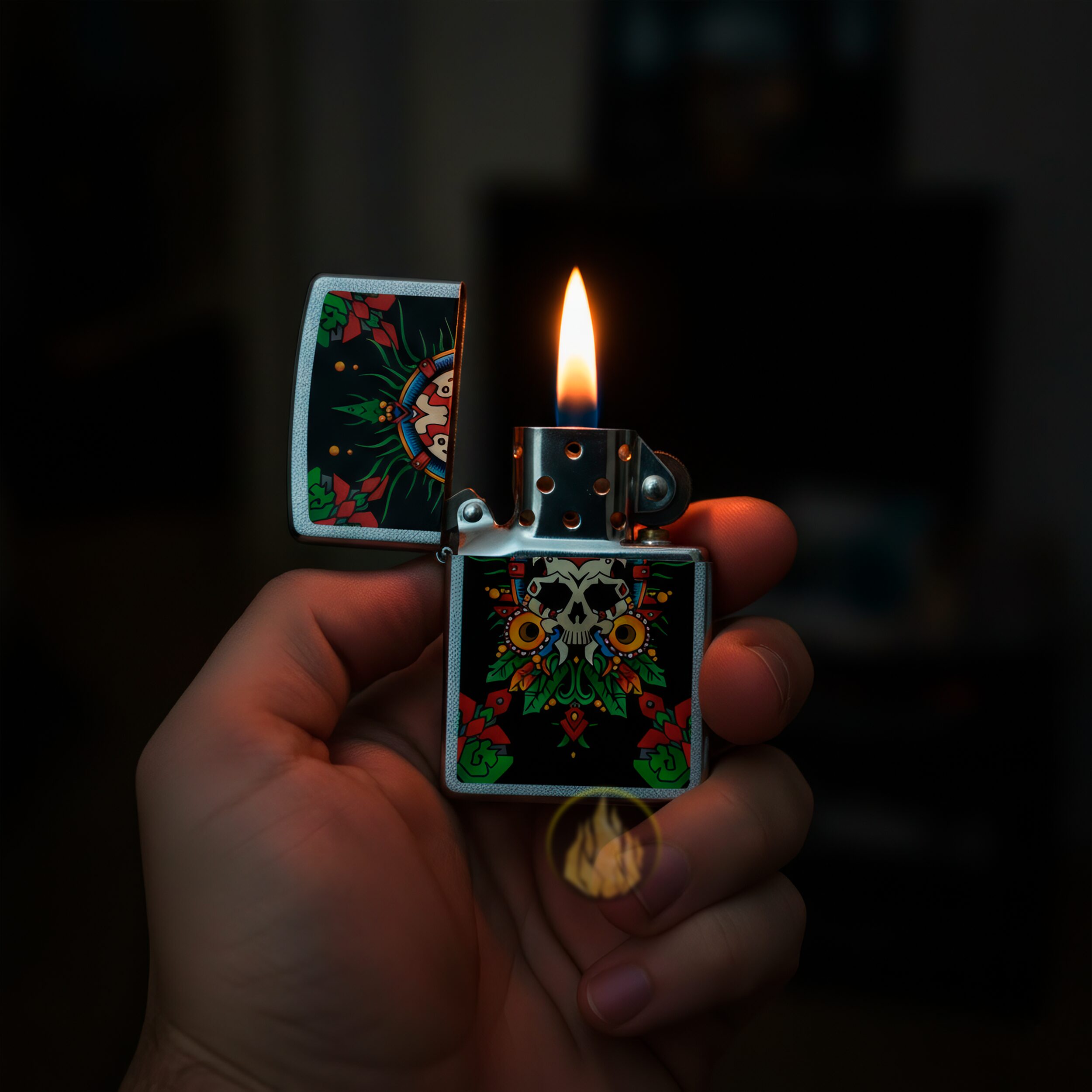 Encendedor Zippo Mictlantecuhtli Diseña Tu México a prueba de viento, mechero original Zippo fabricado en USA. MZ207-MEX38