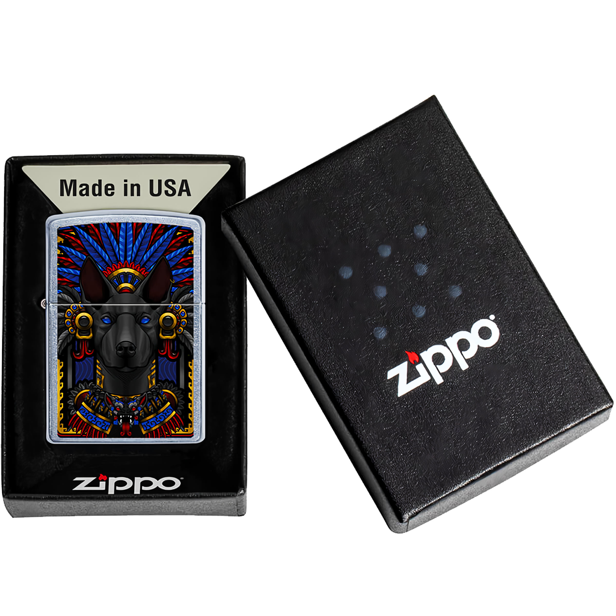 Encendedor Zippo El Mictlan Diseña Tu México a prueba de viento, modelo MZ207-MEX16 fabricado en USA.
