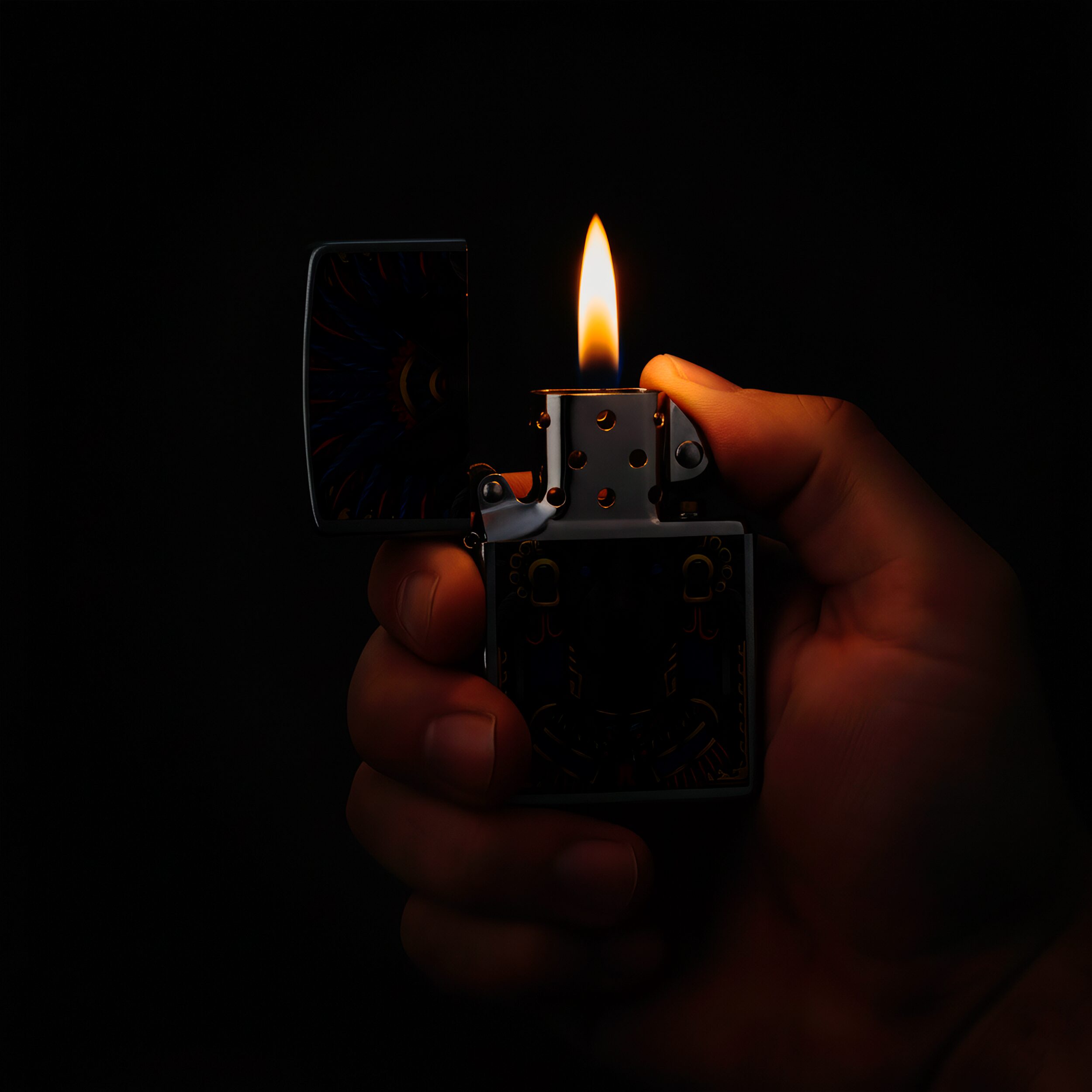 Encendedor Zippo El Mictlan Diseña Tu México a prueba de viento, modelo MZ207-MEX16 fabricado en USA.