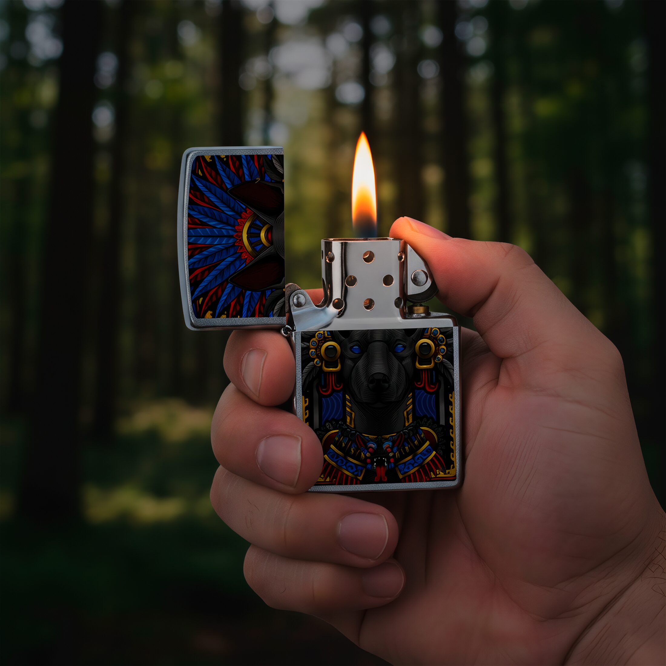 Encendedor Zippo El Mictlan Diseña Tu México a prueba de viento, modelo MZ207-MEX16 fabricado en USA.