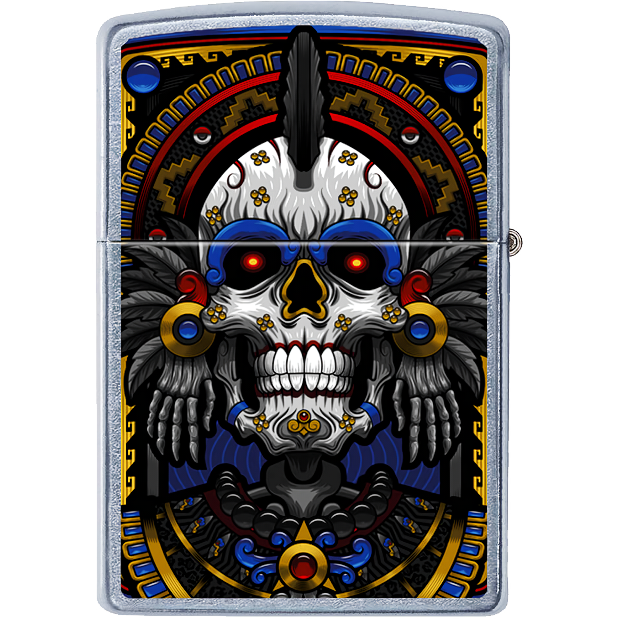 Encendedor Zippo El Mictlan Diseña Tu México a prueba de viento, modelo MZ207-MEX16 fabricado en USA.