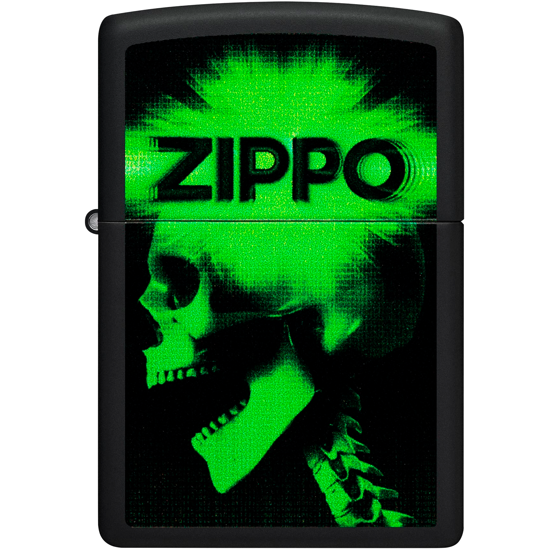 Encendedor Zippo Price Fighter calavera cibernética a prueba de viento, modelo MZ48485 fabricado en USA.