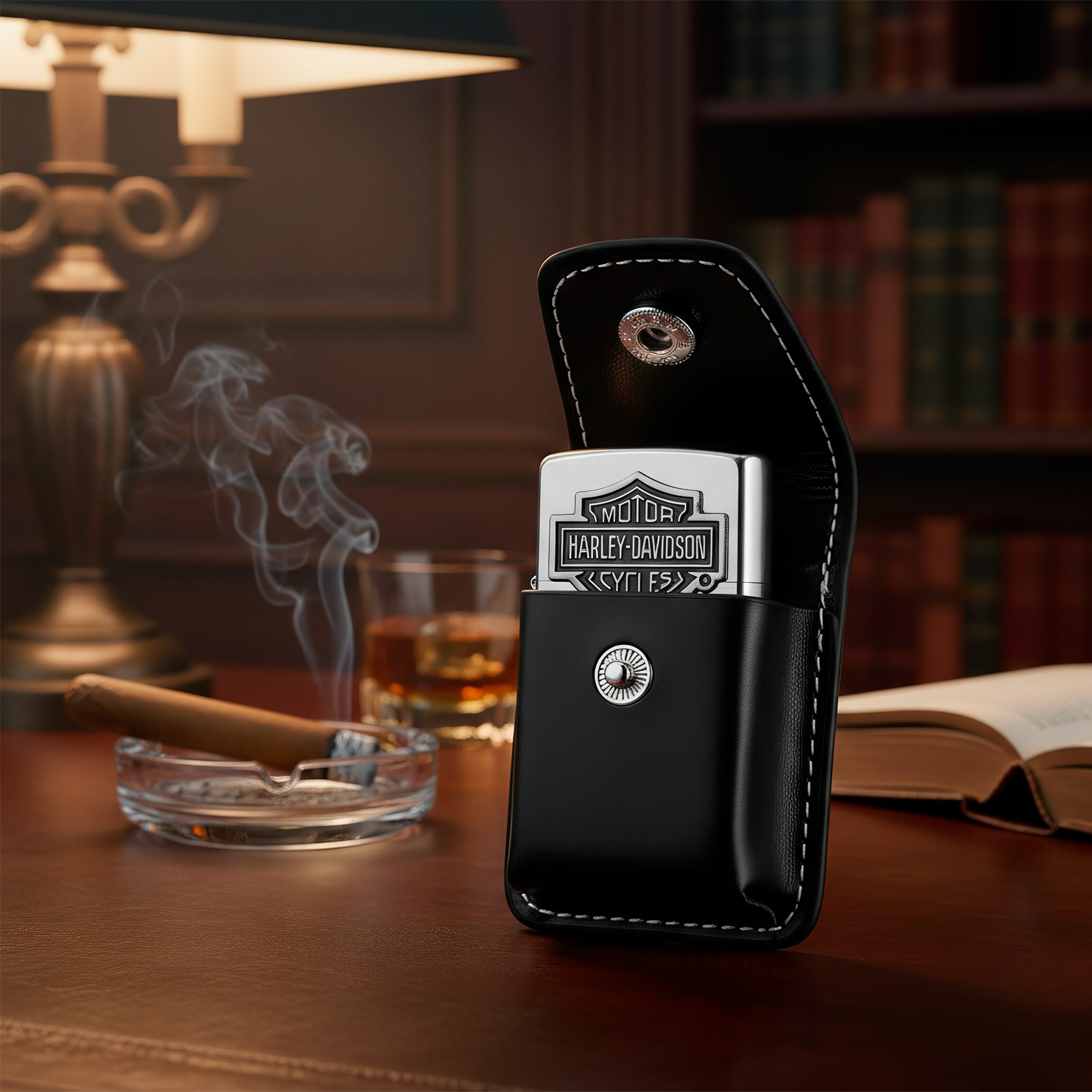 Funda Encendedor Zippo de cuero sintético con cremallera, ideal para cinturón, marca Caracter Fuego. FZG