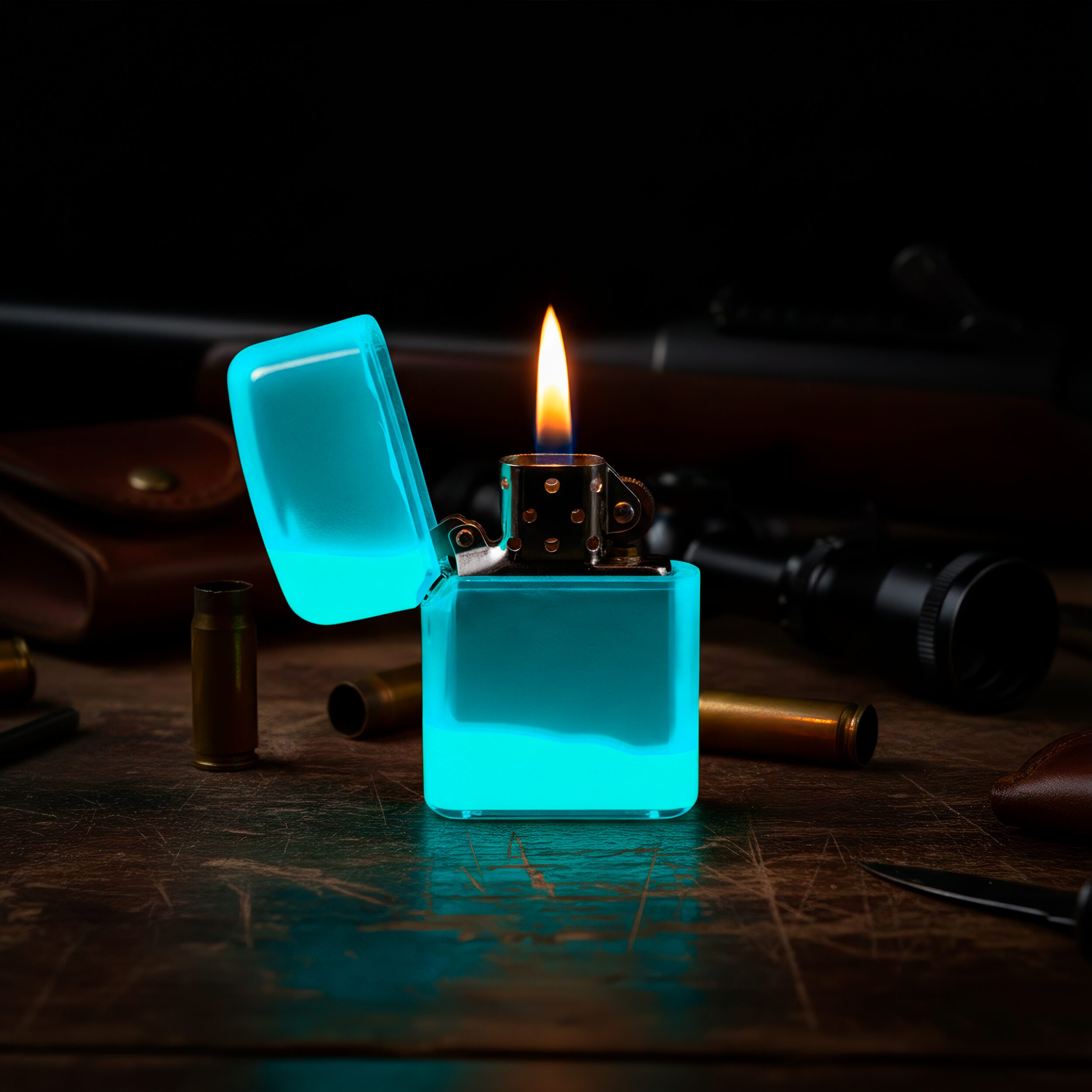 Funda P/ Encendedor Zippo luminosa que brilla en la oscuridad, funda protectora de plástico resistente compatible con encendedores Zippo lisos, accesorio visible y seguro. AZUL RAV-FUN-01