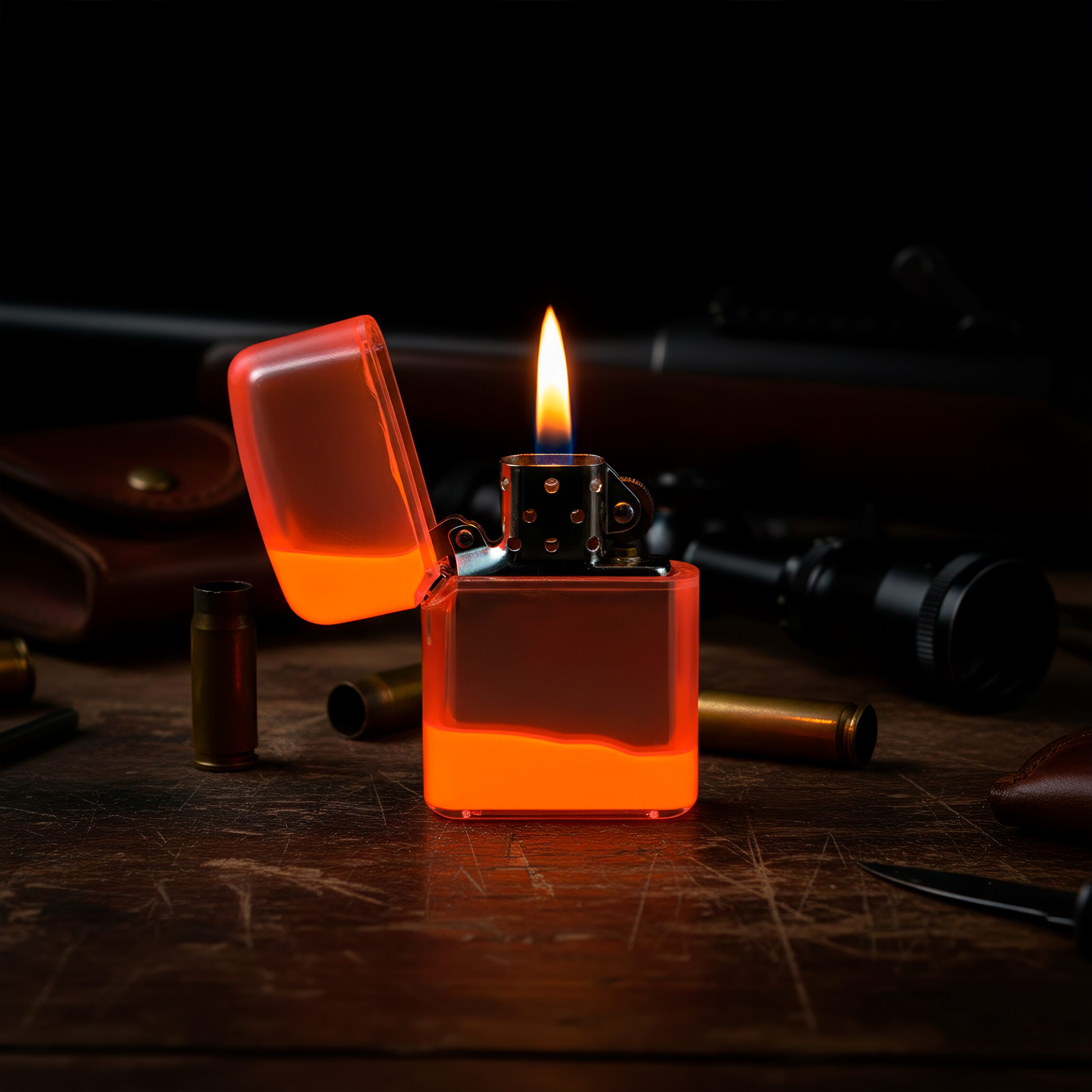 Funda P/ Encendedor Zippo luminosa que brilla en la oscuridad, funda protectora de plástico resistente compatible con encendedores Zippo lisos, accesorio visible y seguro. naranja RAV-FUN-02