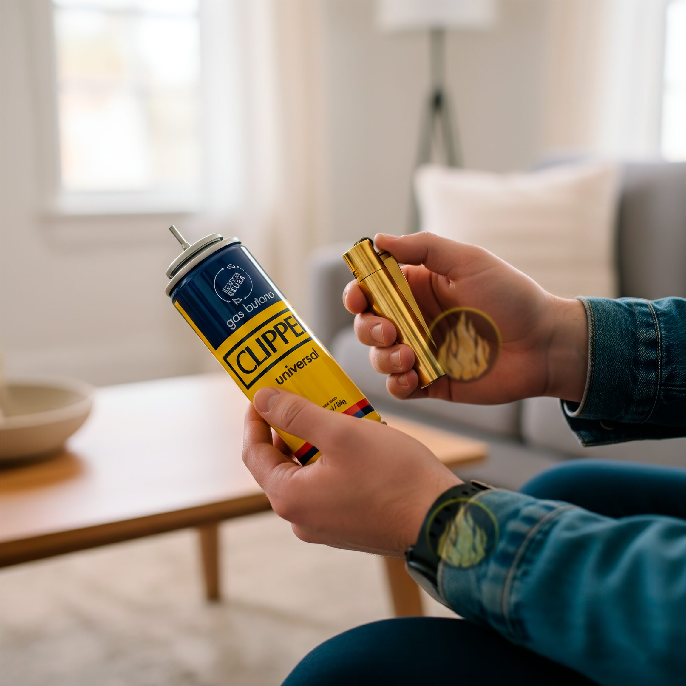 Gas Butano Clipper 100 ml en lata metálica para recargar encendedores, combustible original marca Clipper compatible con encendedores de butano y sistema de válvulas con adaptadores. GSBT1012