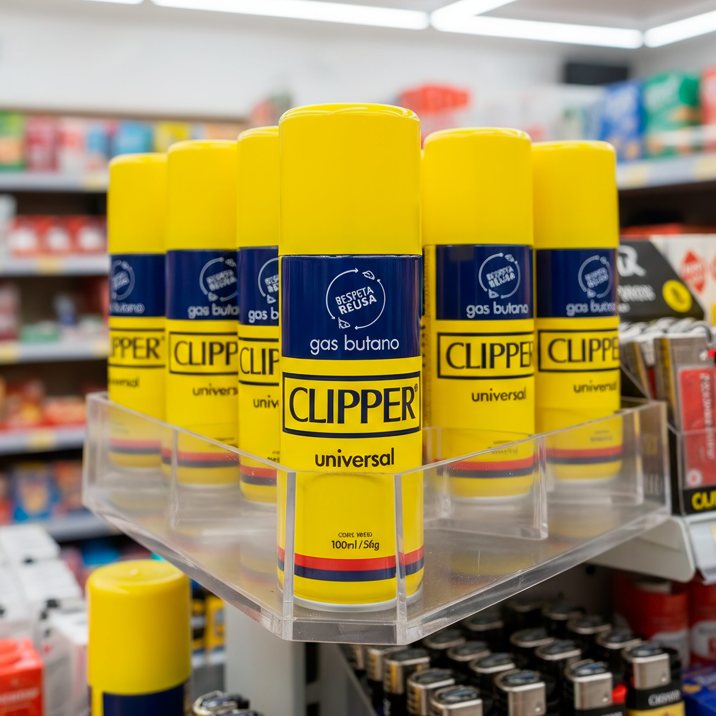 Gas Butano Clipper 100 ml en lata metálica para recargar encendedores, combustible original marca Clipper compatible con encendedores de butano y sistema de válvulas con adaptadores. GSBT1012