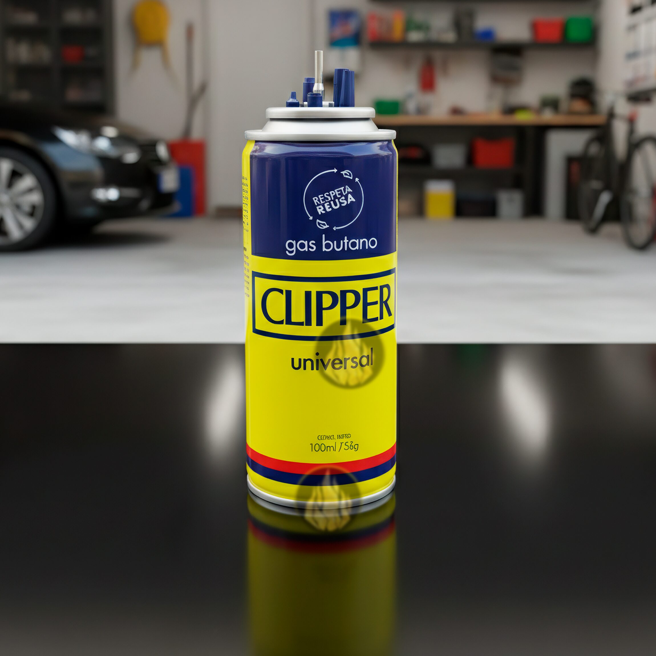 Gas Butano Clipper 100 ml en lata metálica para recargar encendedores, combustible original marca Clipper compatible con encendedores de butano y sistema de válvulas con adaptadores. GSBT1012