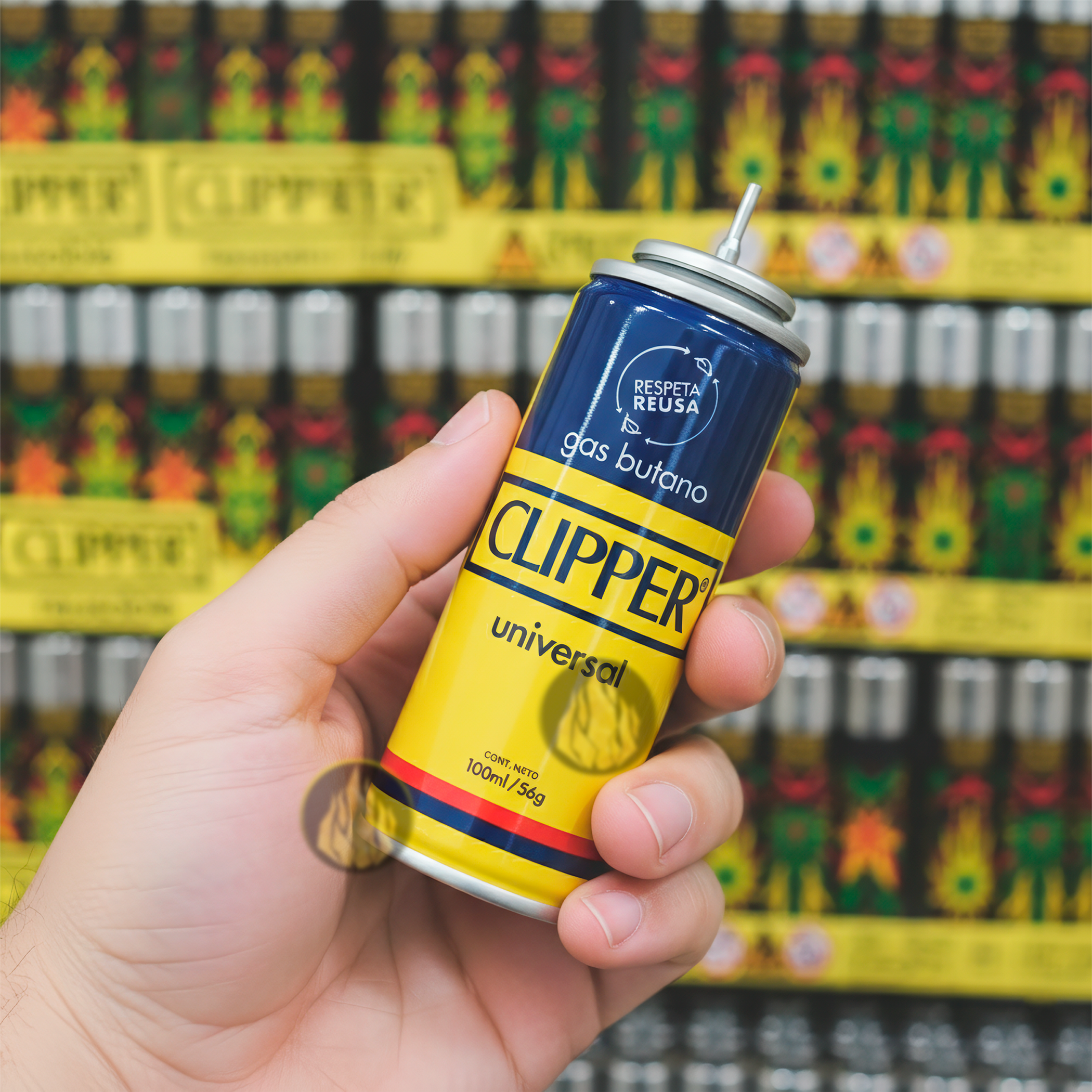 Gas Butano Clipper 100 ml en lata metálica para recargar encendedores, combustible original marca Clipper compatible con encendedores de butano y sistema de válvulas con adaptadores. GSBT1012
