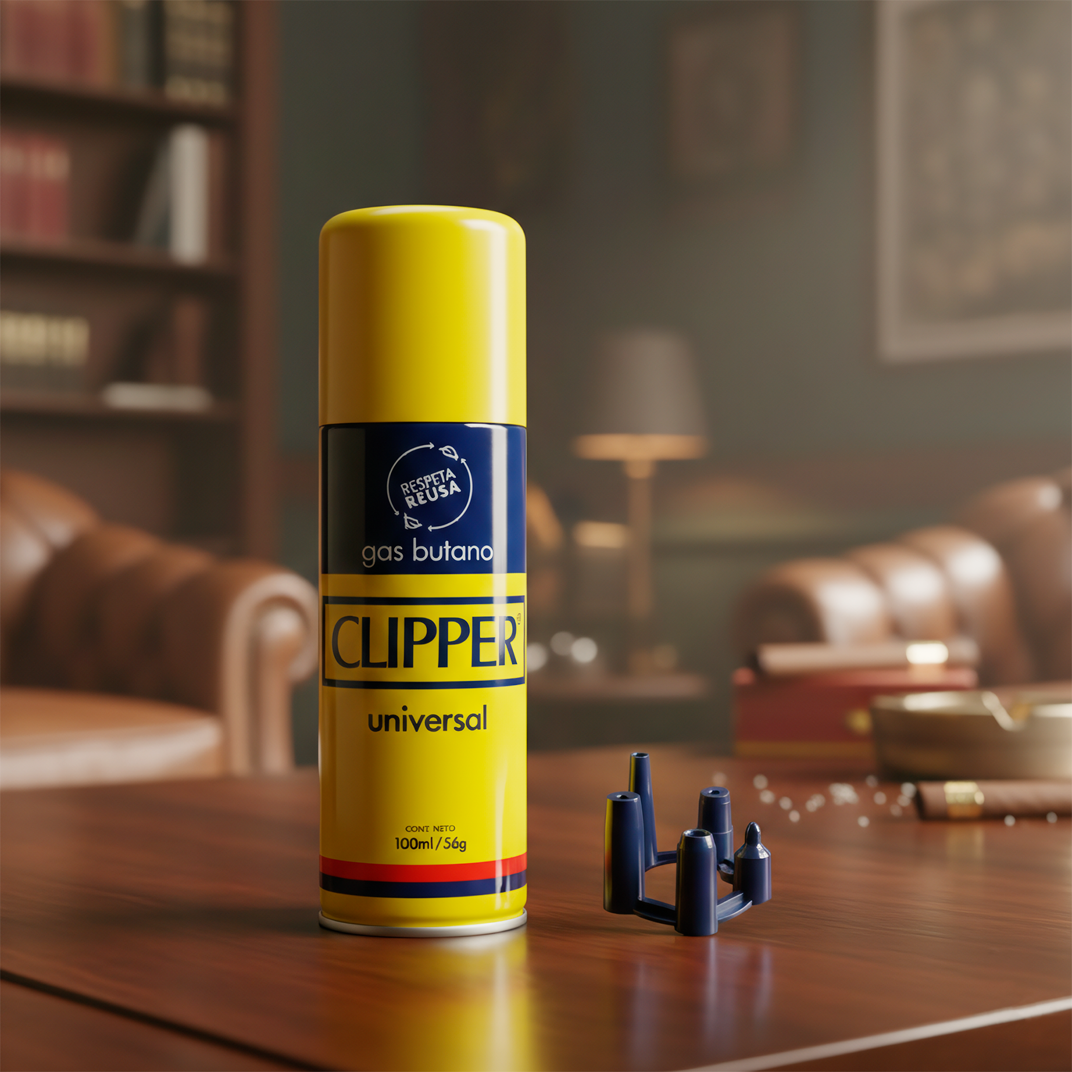 Gas Butano Clipper 100 ml en lata metálica para recargar encendedores, combustible original marca Clipper compatible con encendedores de butano y sistema de válvulas con adaptadores. GSBT1012