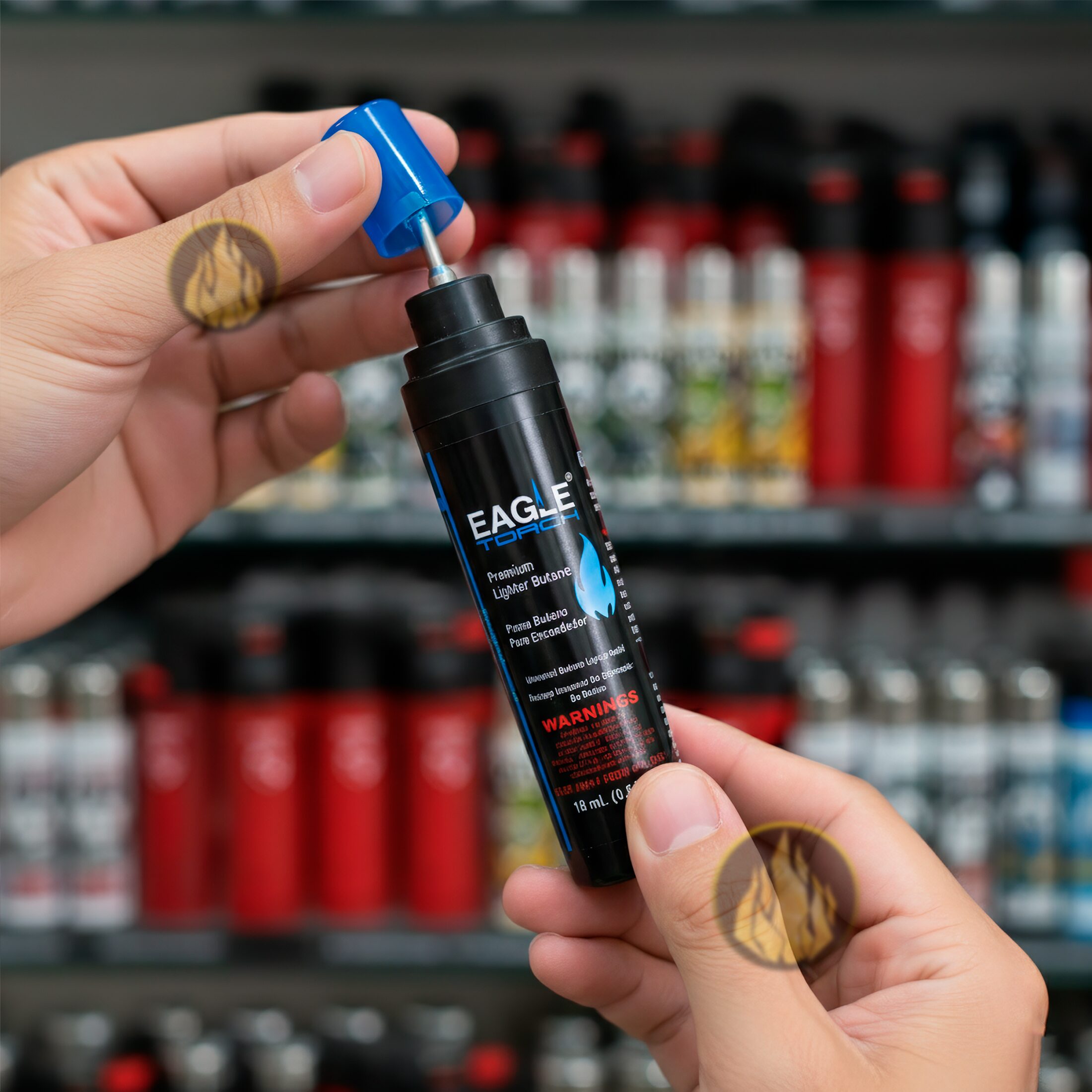 Gas Butano Premium 18 ml marca Eagle Torch para recargar encendedores Clipper y Zippo, lata portátil para encendedor de butano uso diario. OLI-G01