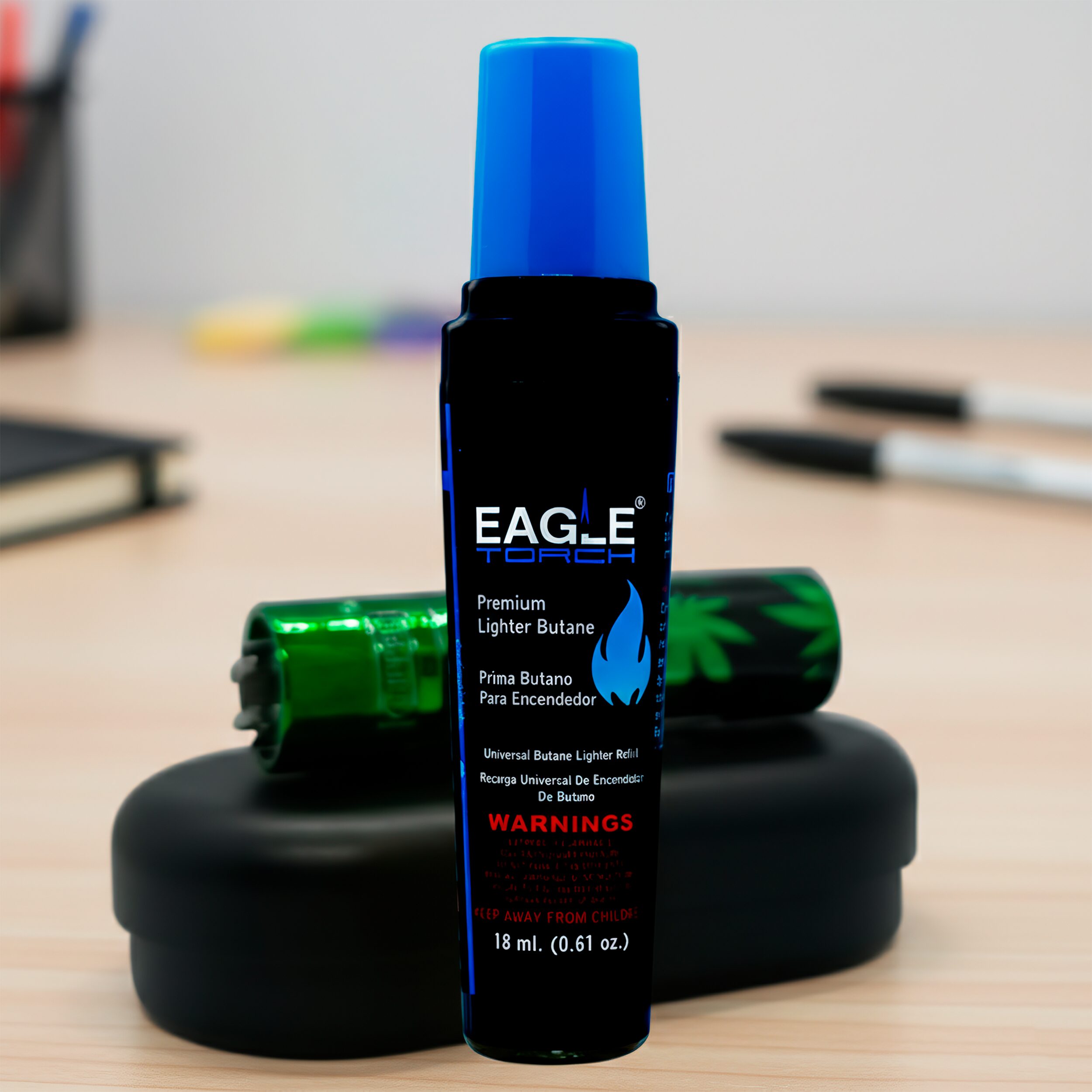 Gas Butano Premium 18 ml marca Eagle Torch para recargar encendedores Clipper y Zippo, lata portátil para encendedor de butano uso diario. OLI-G01