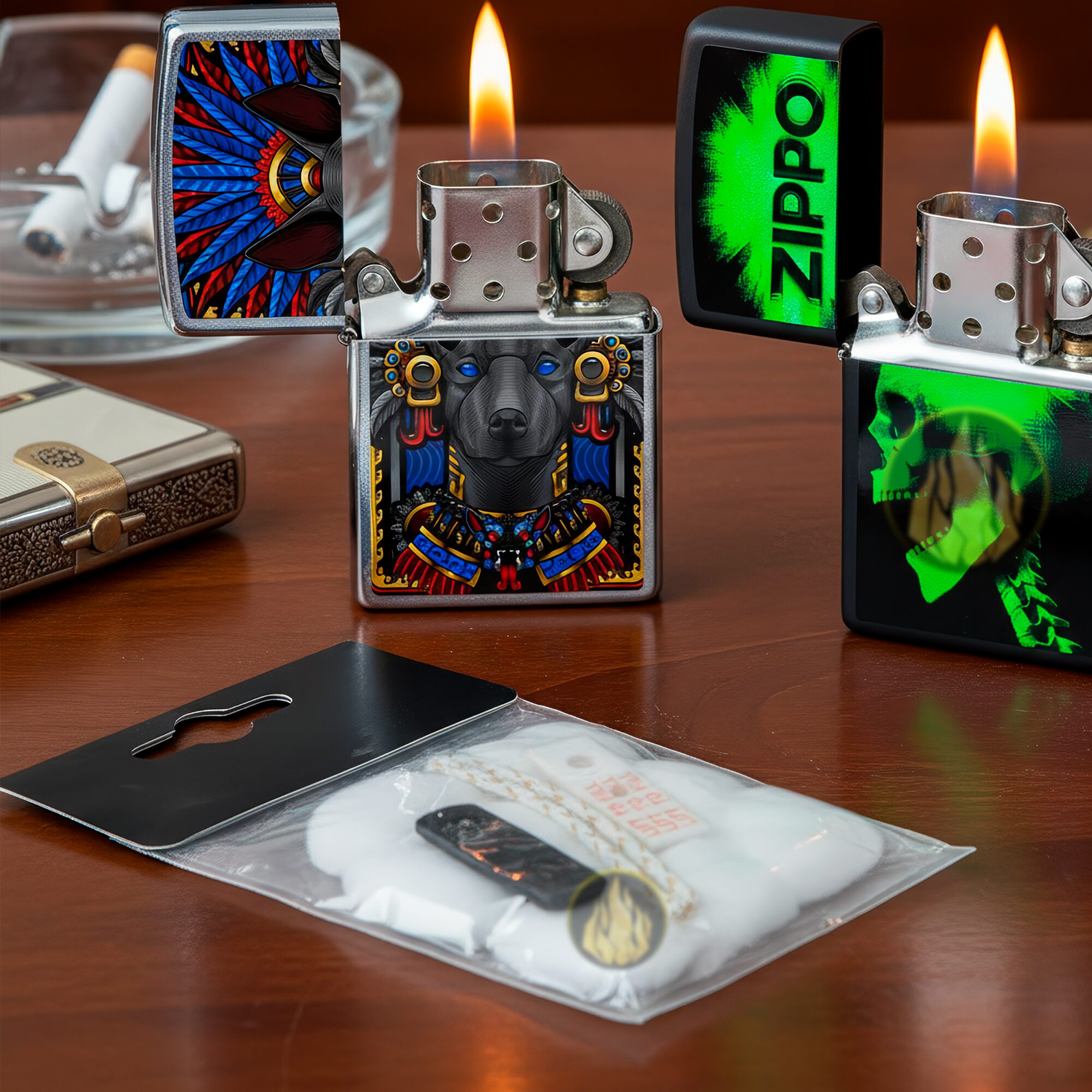 Kit Repuesto Zippo Almohadilla con bolas de algodón, fieltro y mecha de cobre para encendedor Zippo KRZ
