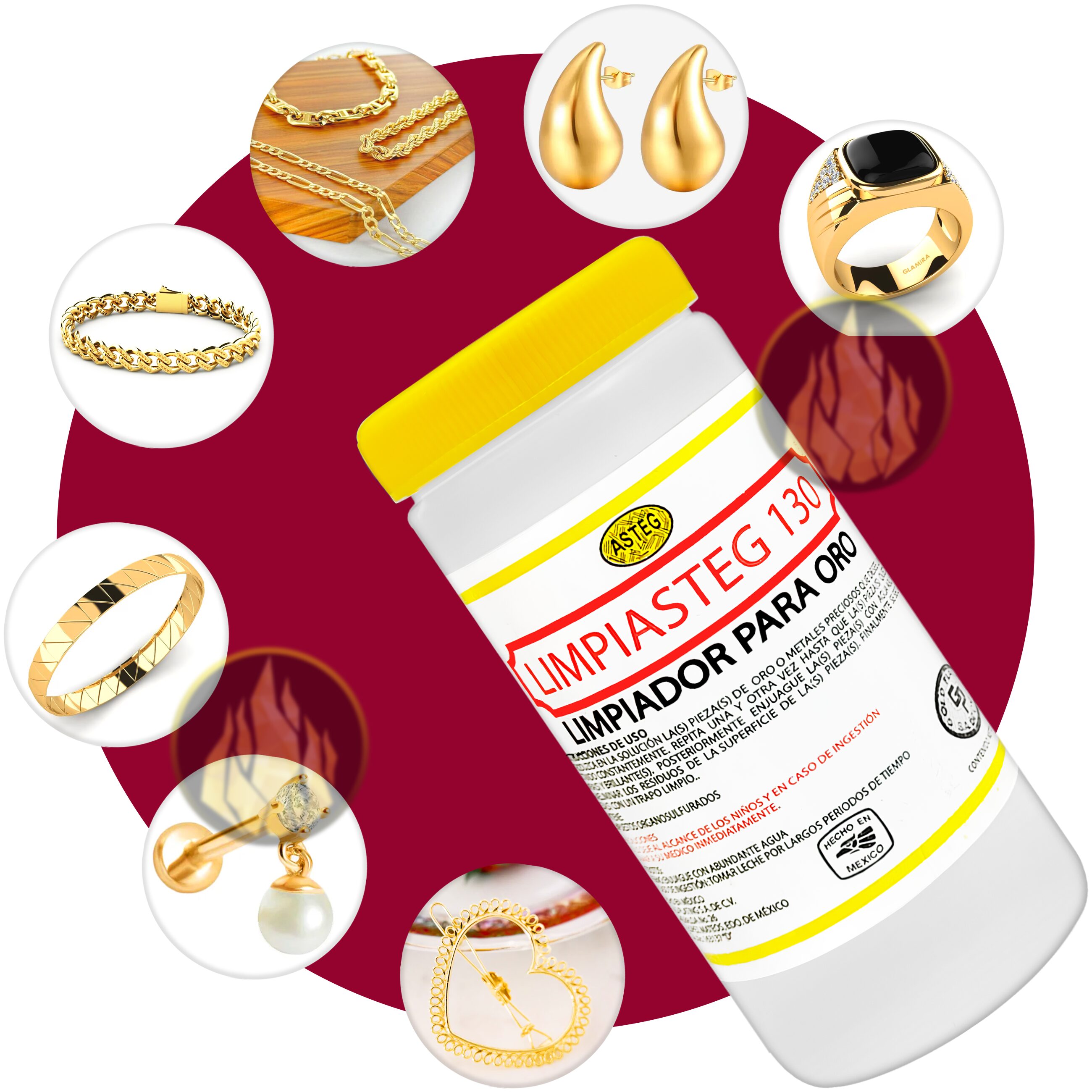 Limpiasteg Limpiador Joyas Oro 240 Ml marca Limpiasteg 130 para limpieza profunda de joyería de oro. 2643