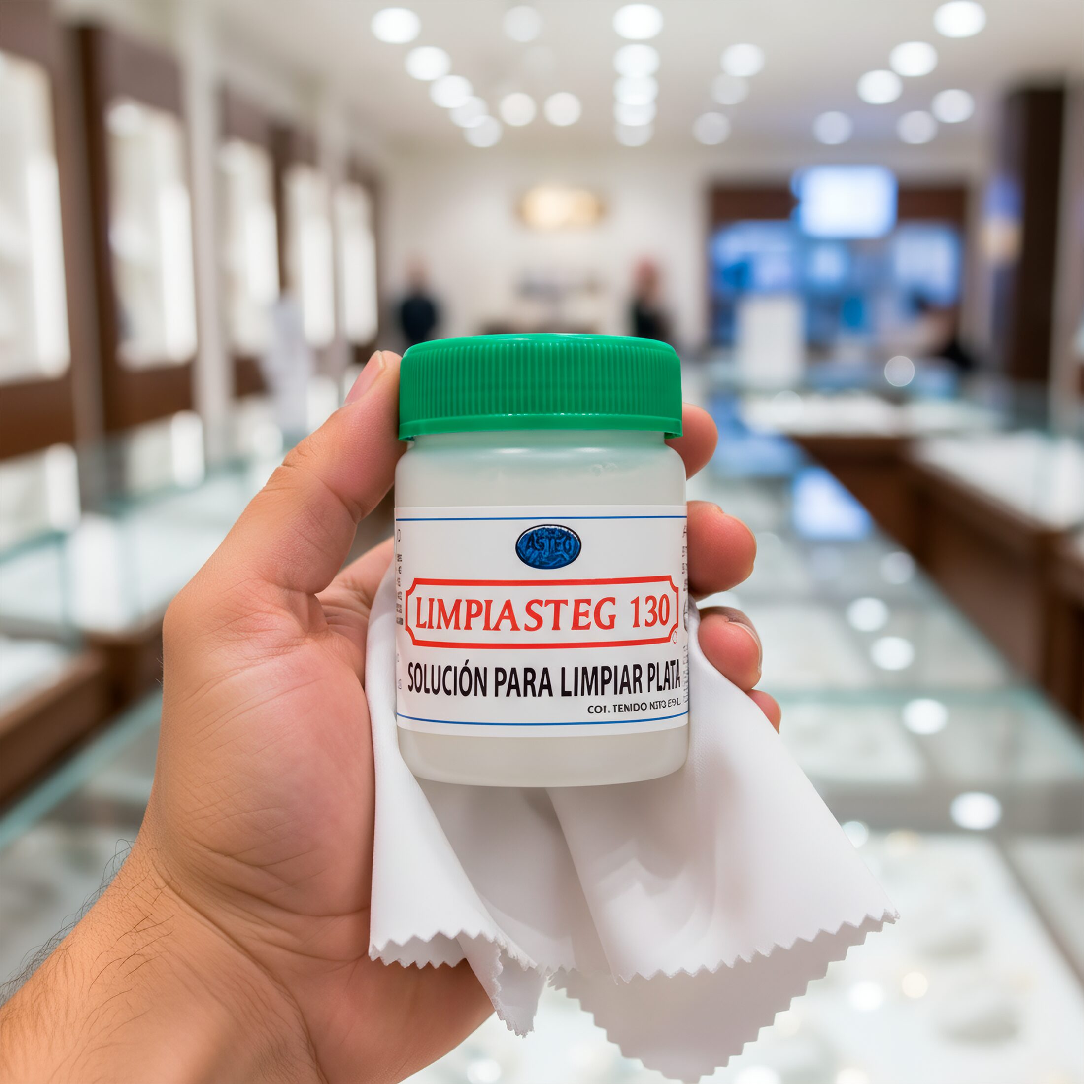 Líquido Limpiador Limpiasteg 130 Para Plata 240 ml solución instantánea para limpiar joyería de plata marca Limpiasteg. 2647