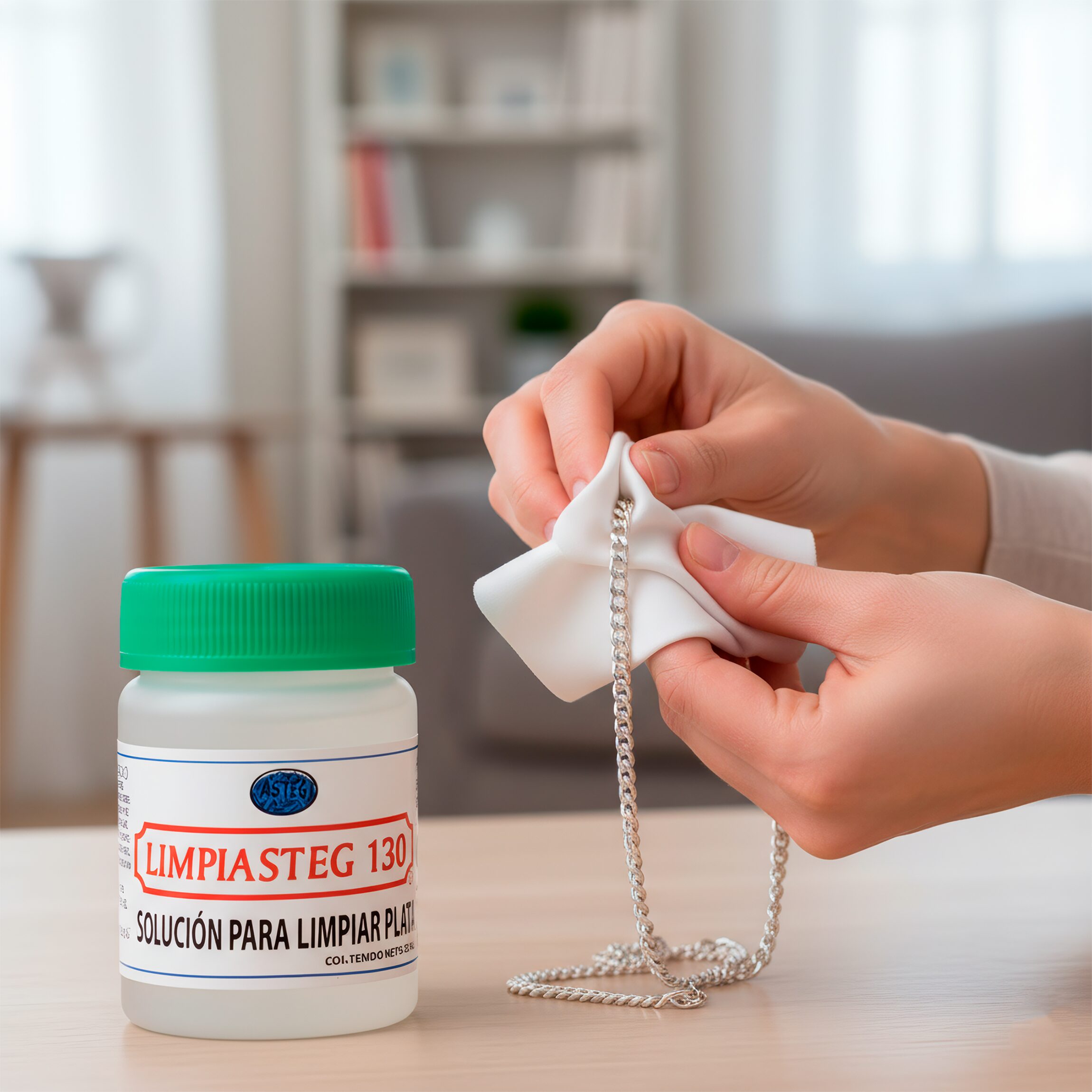 Líquido Limpiador Limpiasteg 130 Para Plata 240 ml solución instantánea para limpiar joyería de plata marca Limpiasteg. 2647
