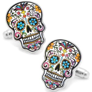 Mancuernillas Calavera Gemelos marca no especificada de acero inoxidable azul diseño lujo para camisa formal con acabado brillante GMACB