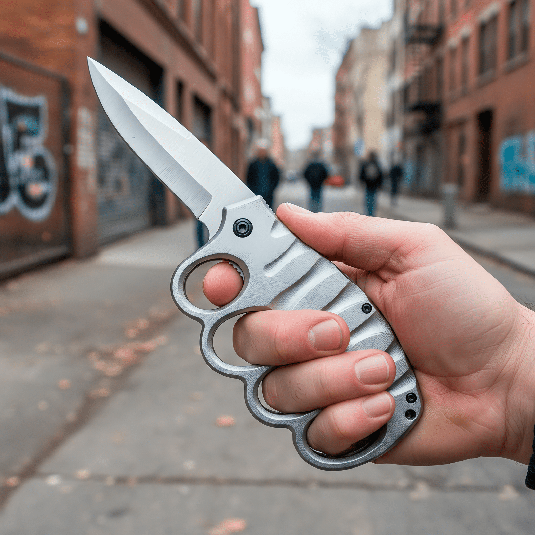 Manopla con Navaja marca Razor Tactical modelo RT 7137SL-1, navaja automática de acero inoxidable con hoja afilada de 9 cm y clip para fácil transporte.