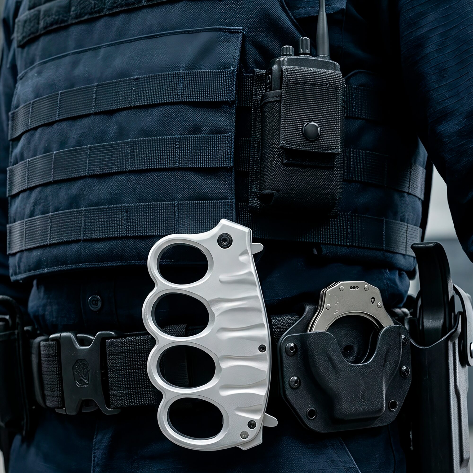 Manopla con Navaja marca Razor Tactical modelo RT 7137SL-1, navaja automática de acero inoxidable con hoja afilada de 9 cm y clip para fácil transporte.