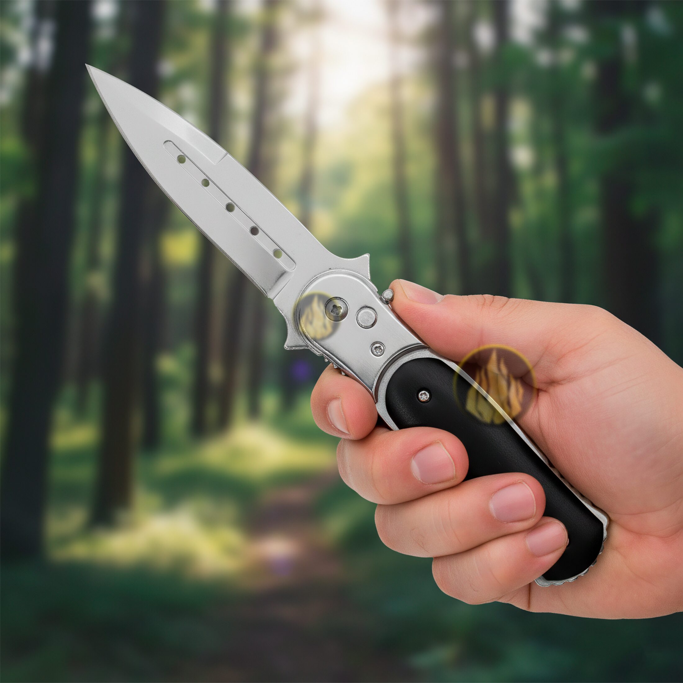 Navaja Automática Botón Cachas De Madera De Caza + Funda marca Lion Tools hoja lisa acero inoxidable 440 apertura automática botón seguro anti cierre mango madera negro funda nylon portación 7087