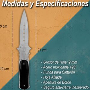 Navaja Automática Botón Cachas De Madera De Caza + Funda marca Lion Tools hoja lisa acero inoxidable 440 apertura automática botón seguro anti cierre mango madera negro funda nylon portación 7087